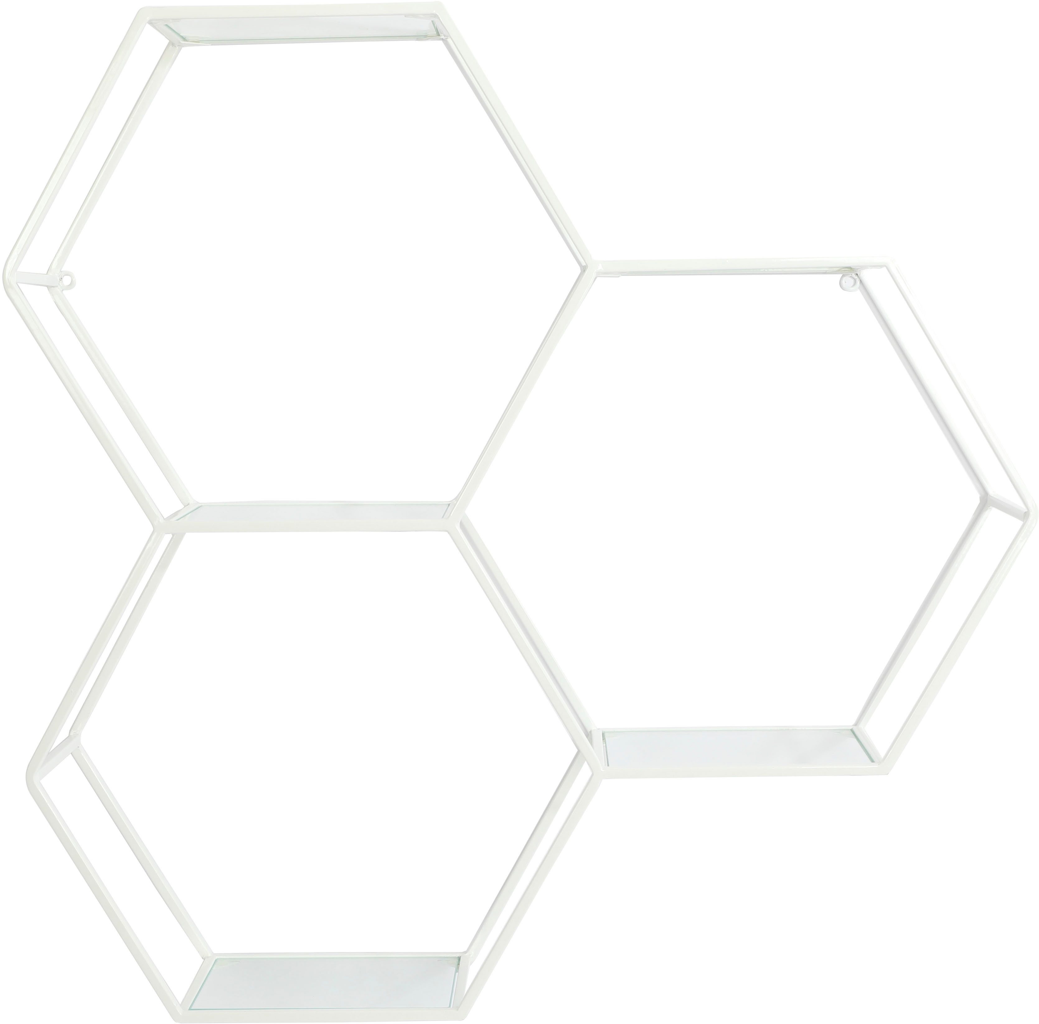 OTTO home Deko-Wandregal Lenia, 3 Ablageflächen aus Glas in einer besonderen Form kombiniert, für elegantes und modernes Wohnen, aus Metall, in 3 Farben