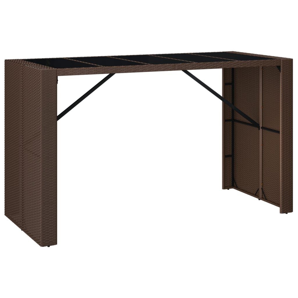 vidaXL Gartentisch Bartisch mit Glasplatte Braun 185x80x110 cm Poly Rattan (1-St)