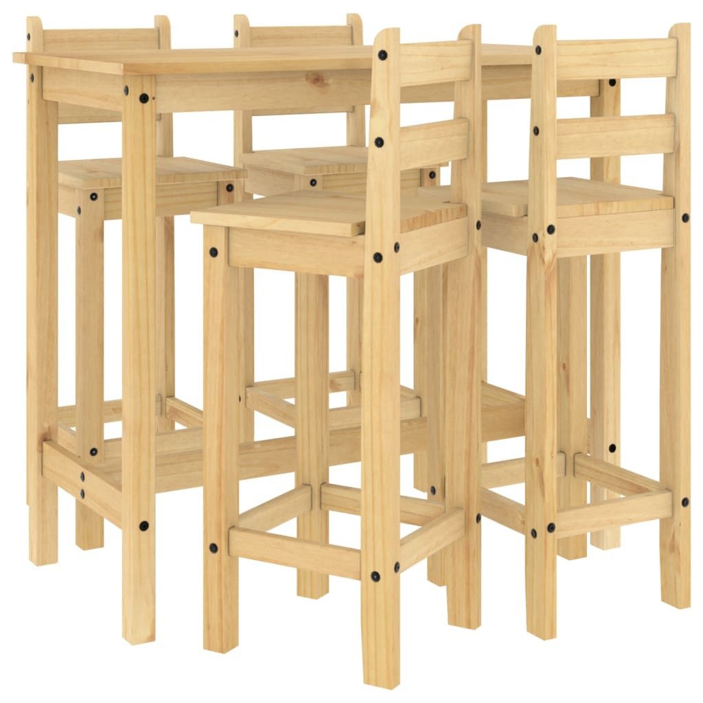 vidaXL Essgruppe 5-tlg. Bar-Set Massivholz Kiefer, günstig online kaufen