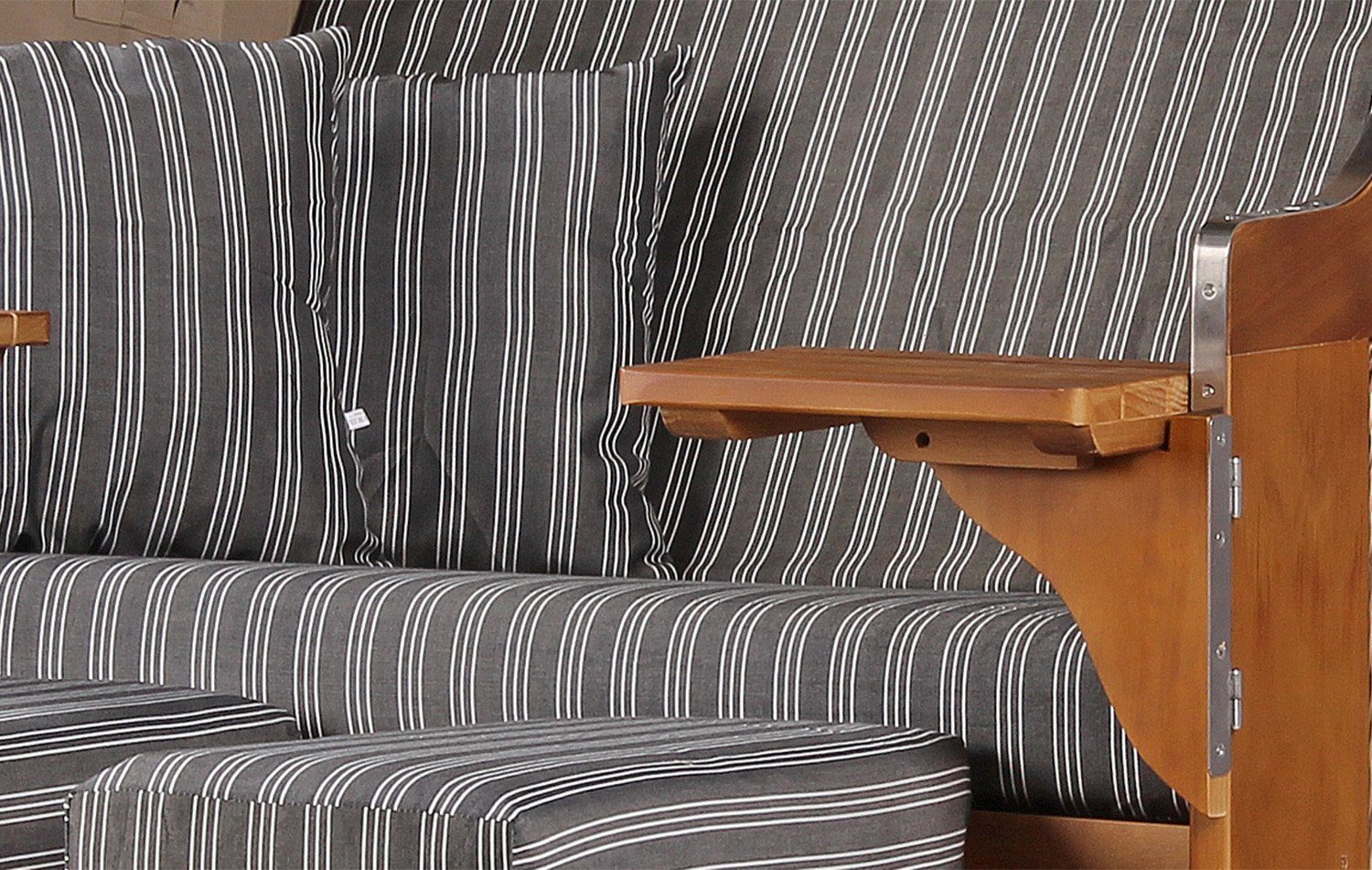 bene living Strandkorb Schleswig Pinie 2-Sitzer - PE mokka - Modell 553, BxTxH: 120x80x160 cm, Volllieger, Ostsee-Strandkorb