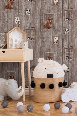 living walls Vliestapete Little Stars, glatt, Holz, Kinderzimmertapete Tapete Holzoptik