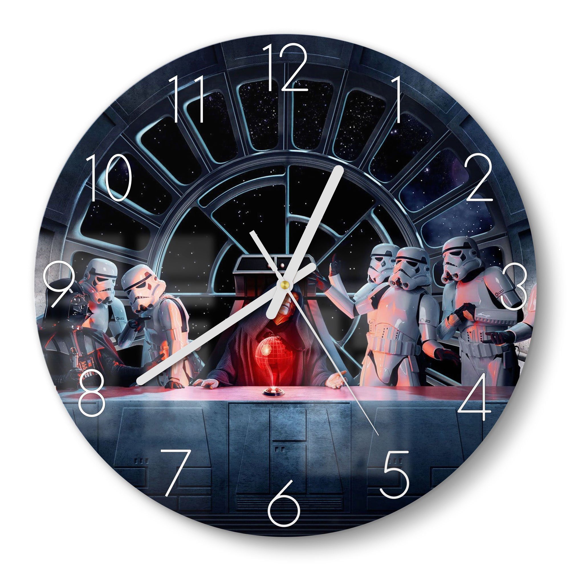 DEQORI Wanduhr 'Star Wars Abendmahl' (Glas Glasuhr modern Wand Uhr Design Küchenuhr)