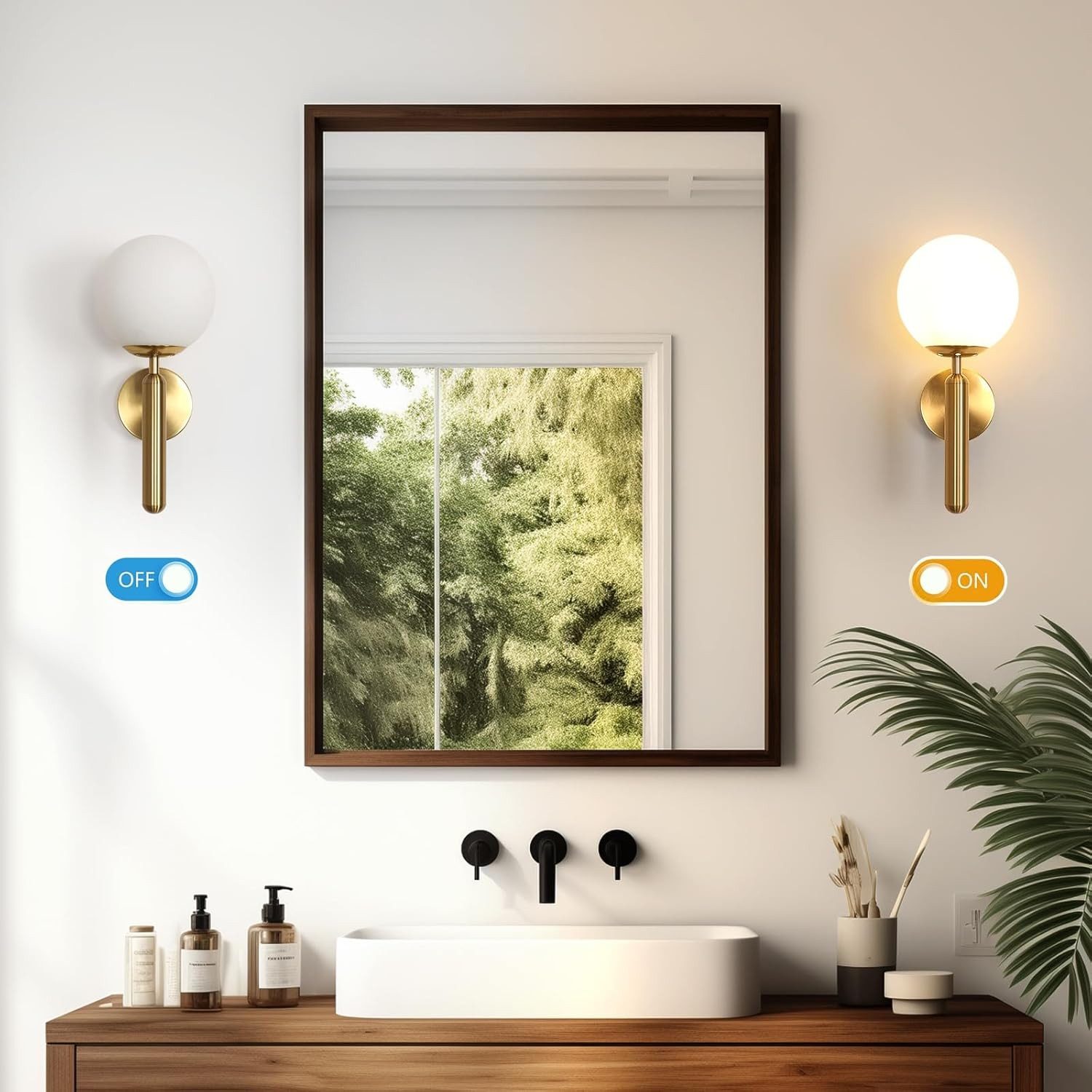 Riserva Wandleuchte Goldene Wandleuchte mit Milchglas-Kugel, 15cm, E27, für Flur – Bild 4 von 5