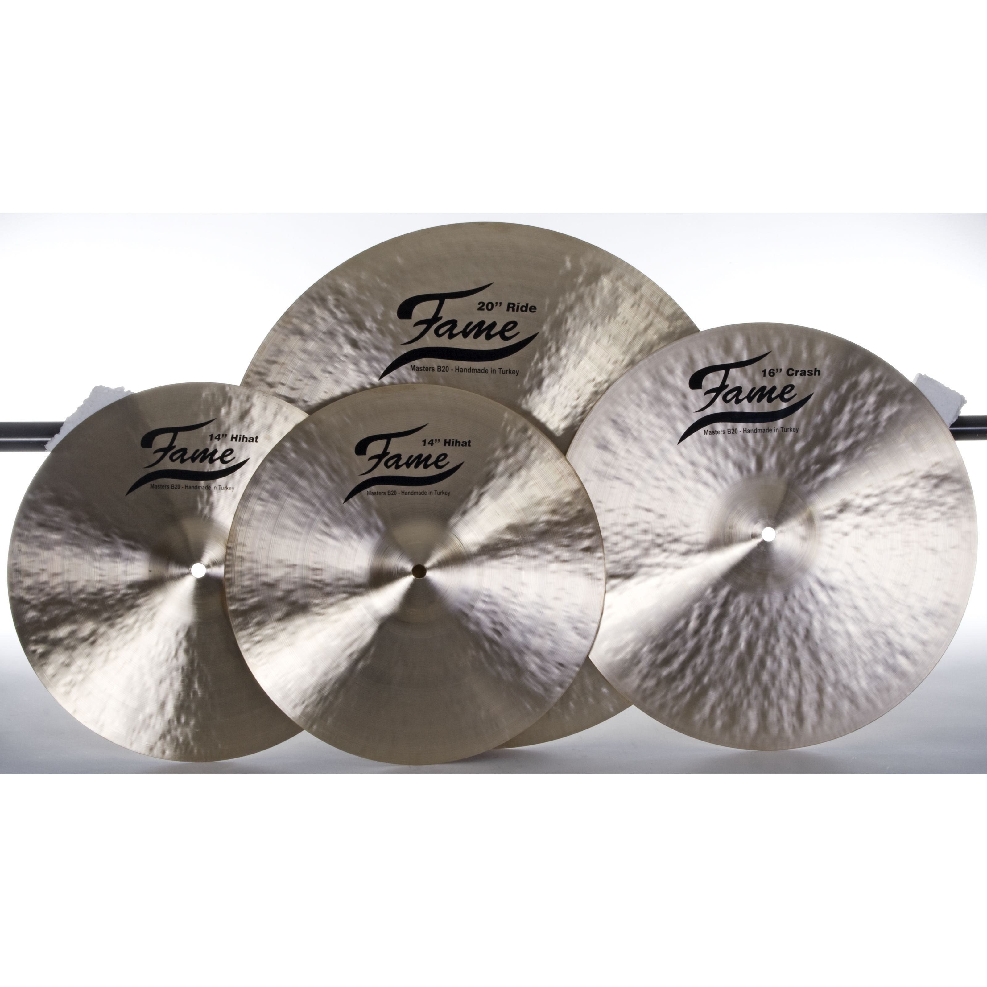 FAME Becken,B20 Beckenset 14 Zoll HiHat 16 Zoll Crash 20 Zoll Ride Cymbal B20 Bronze Handgehämmert Natural Finish Thin, Cymbals, Cymbal Sets, B20 Beckenset, Handgehämmert, B20 Bronze