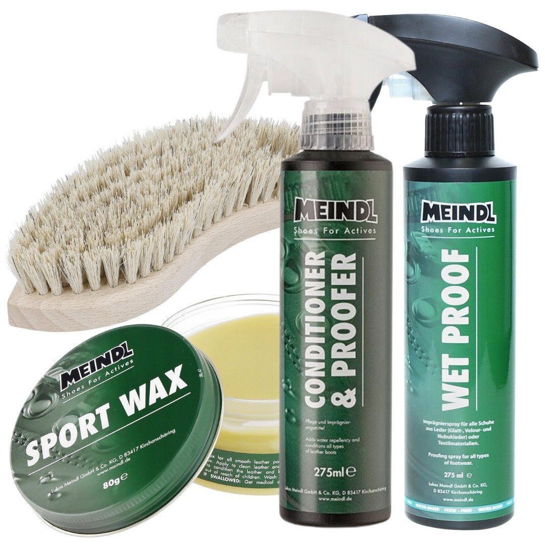 Meindl Leder MegaPack Sportwax + Imprägnierer + Conditioner Plege Schuh-Imprägnierspray, Meindl Set