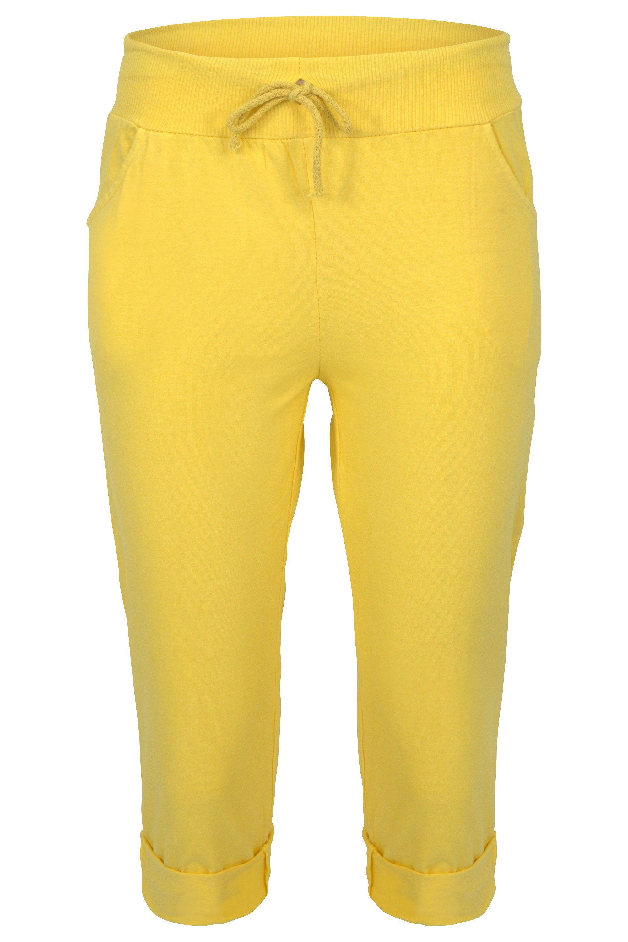 malito more than fashion Caprihose malito Damen kurze Hose, lässige Boyfriendhose, Sweatpants in Unifar Schlupfform mit Bindeband Einheitsgröße