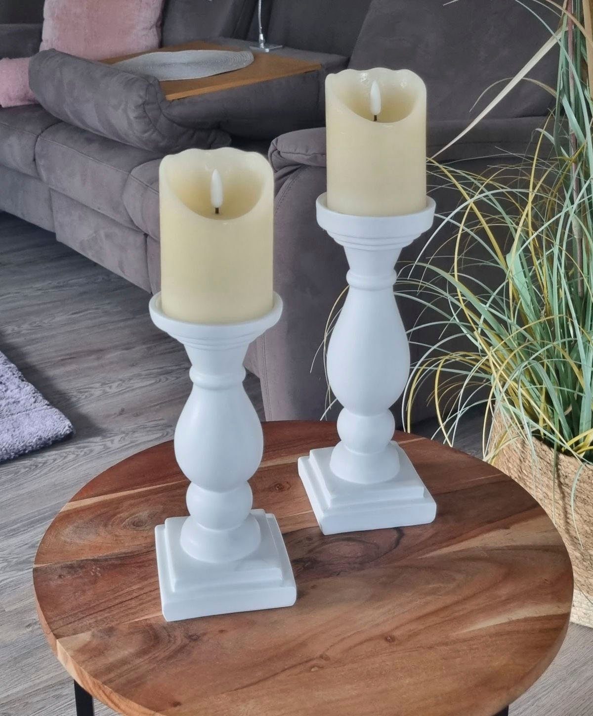 Ambiente Haus Kerzenständer Kerzenständer aus 22cm - weis (1 St) Polyresin