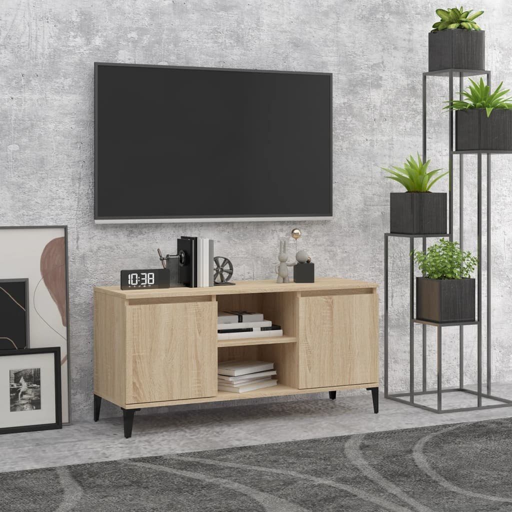 mit Eiche Sonoma (1-St) TV-Schrank Sonoma-Eiche vidaXL TV-Schrank Metallbeinen 103,5x35x50 cm