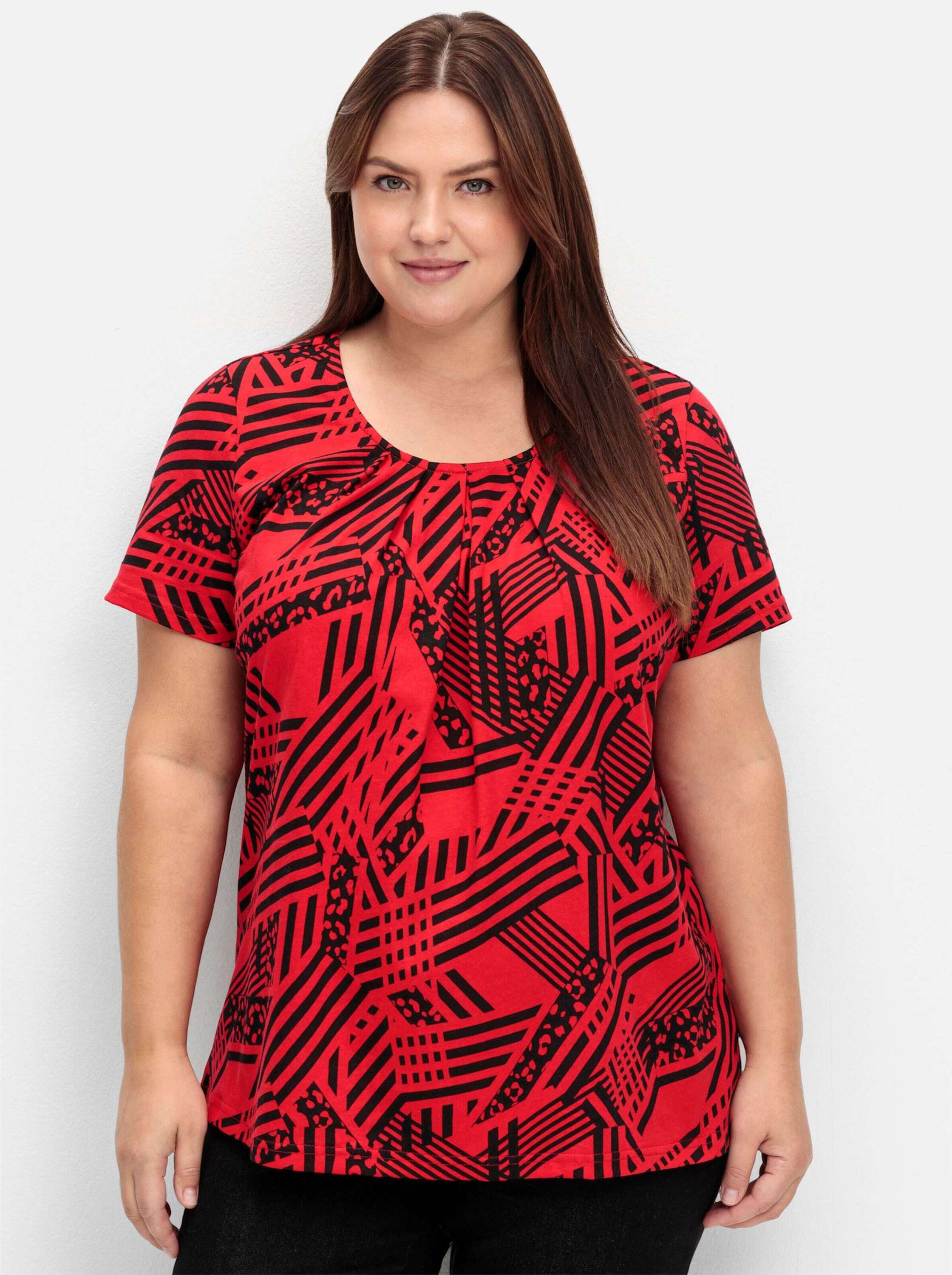 Sieh an! T-Shirt Shirt Kurzarm in A-Linie, mit grafischem Muster