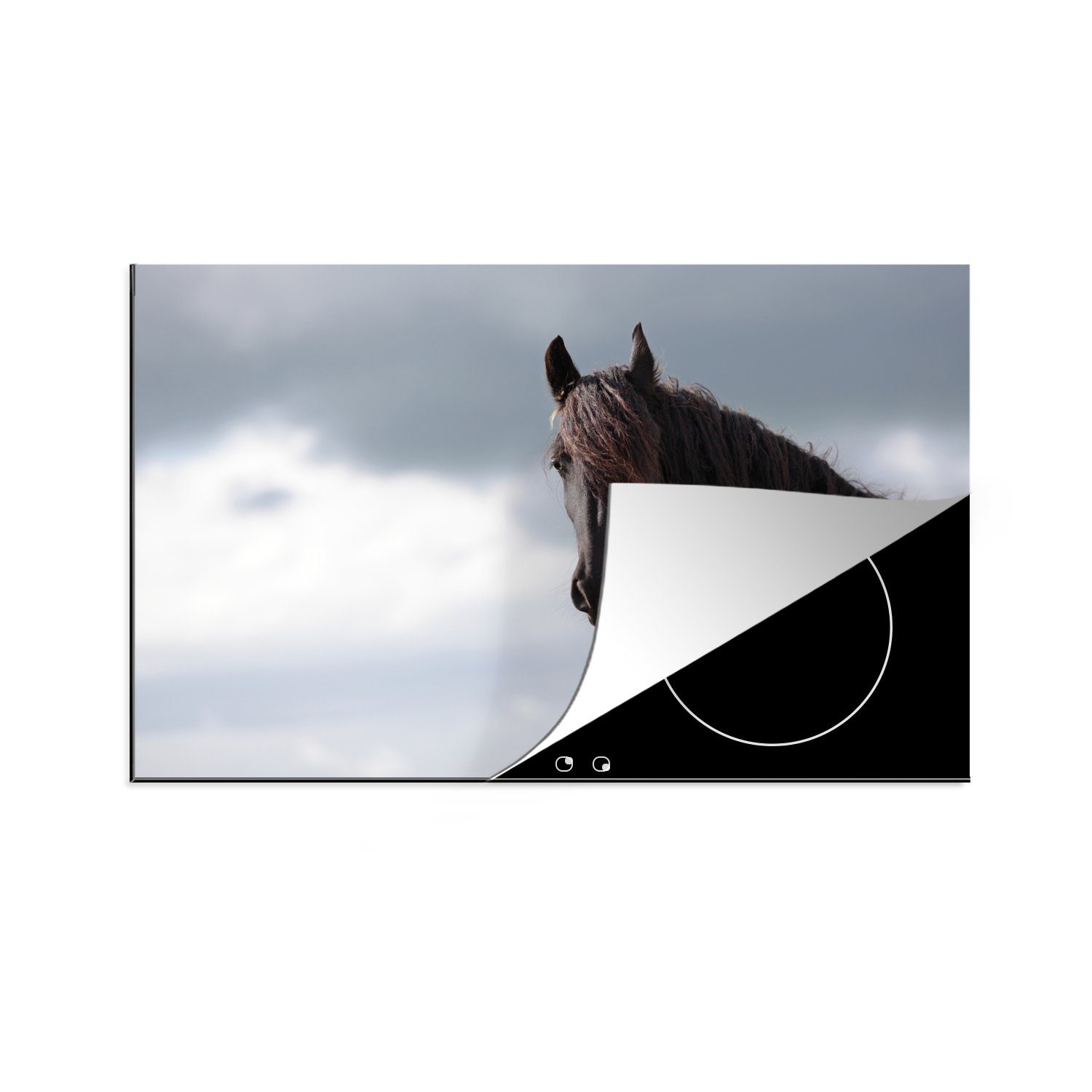 küche, Luft 81x52 Porträt, Vinyl, - Pferde die tlg), für (1 Induktionskochfeld cm, MuchoWow Ceranfeldabdeckung Herdblende-/Abdeckplatte - Schutz