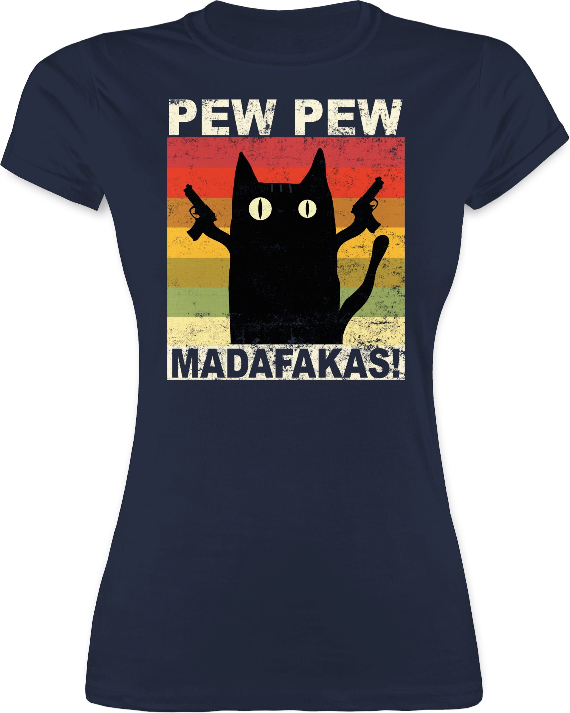 Shirtracer T-Shirt »Pew Pew Madafakas Katze Vintage hell - Sprüche  Statement mit Spruch - Damen Premium T-Shirt« Spruchshirt mit Sprüchen  online kaufen | OTTO