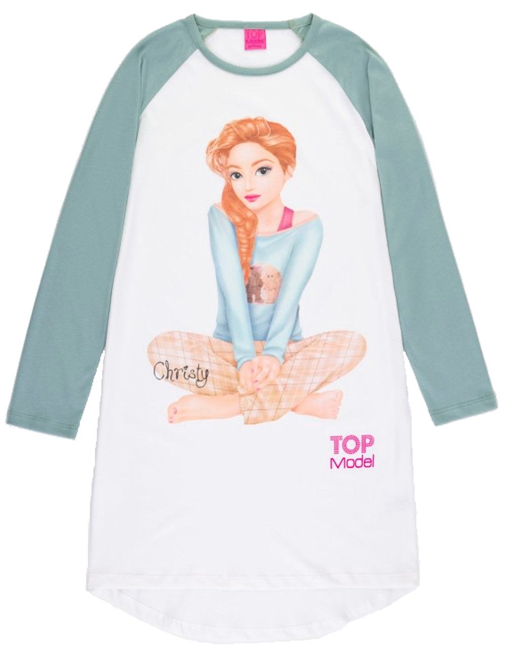 TOPModel Nachthemd TOPModel Christy Nachthemd Langarm iceberg green weiß (1-tlg)