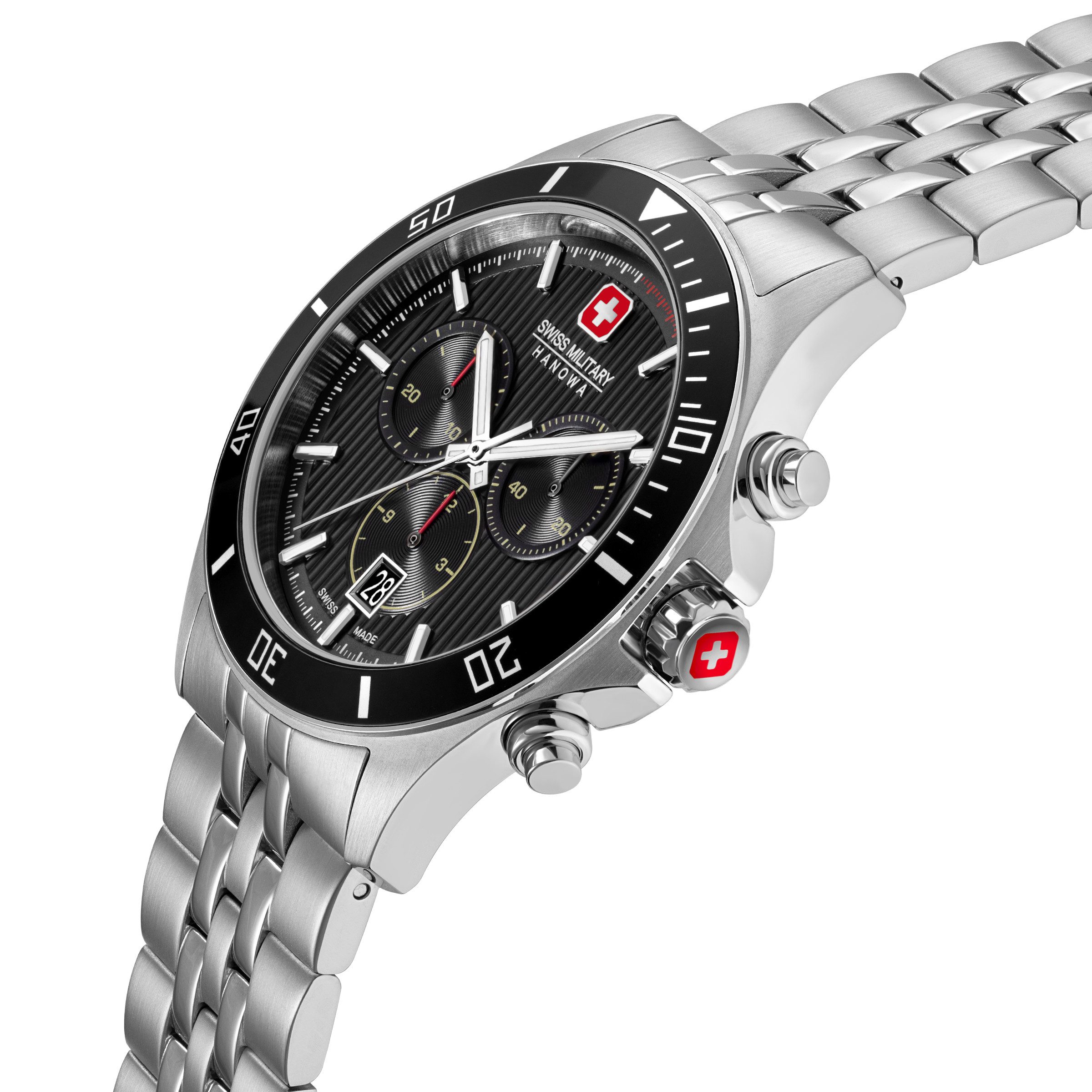 Swiss Military Hanowa Chronograph Flagship Heritage Chrono SMWGI0007601, Quarzuhr, Armbanduhr, Herrenuhr, Swiss Made, Edelstahlarmband, analog