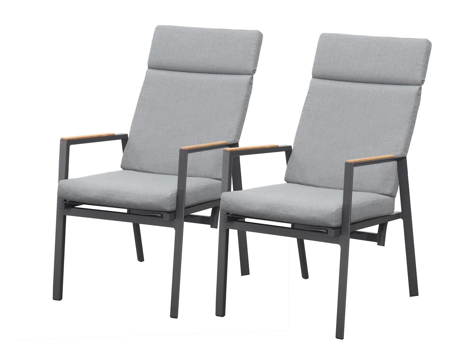 Green Spirit Gartenstuhl »Brisbane« 2er Set Stapelstühle Alu Armlehnen Gartensessel Hochlehner (Set), Aluminium, stapelbar, verstellbar - Garten, Terrasse, Balkon & Outdoor