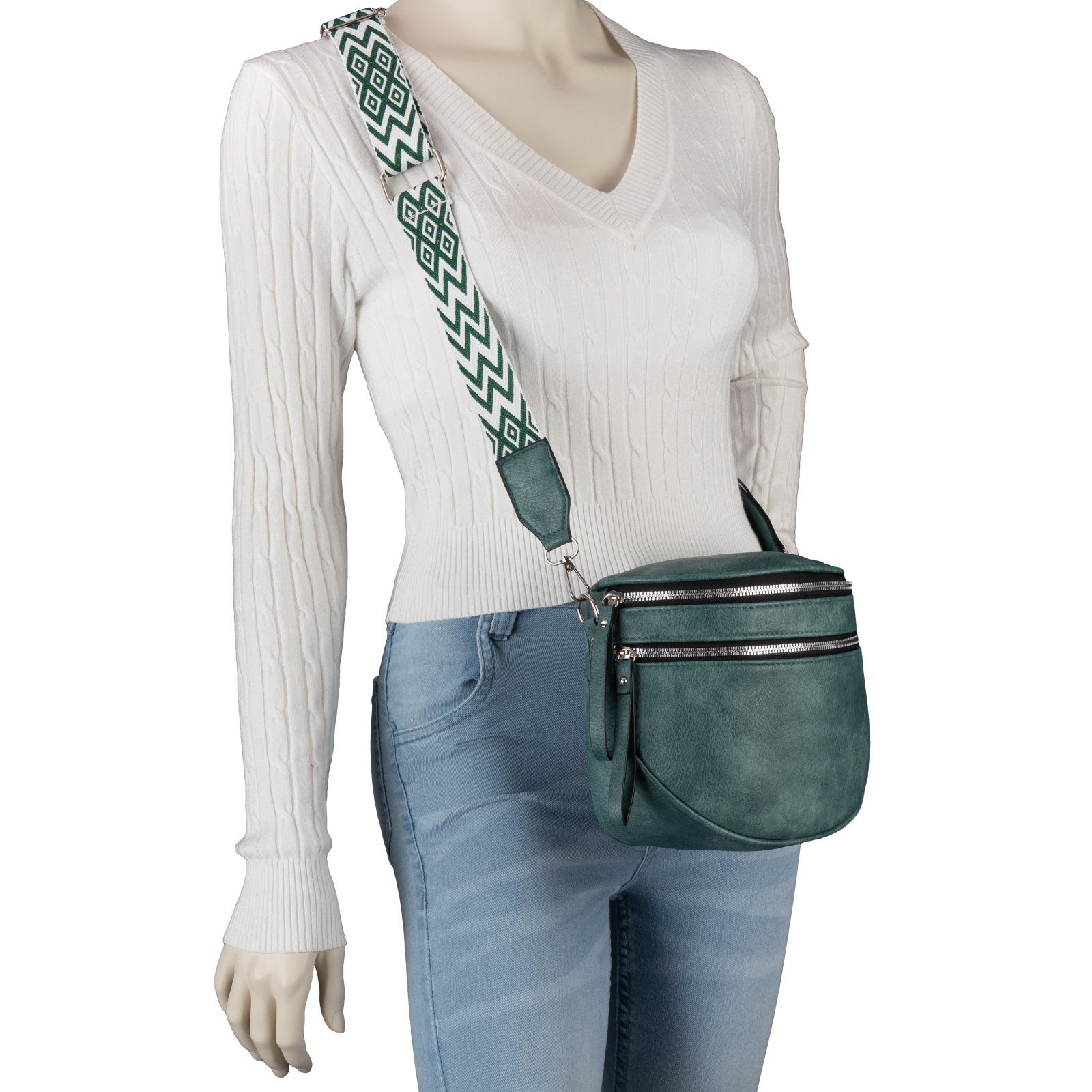 EAAKIE Gürteltasche Bauchtasche Umhängetasche Crossbody-Bag Kunstleder Italy-Design, als Schultertasche, CrossOver, Umhängetasche tragbar