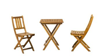 TPFGarden Sitzgruppe AKANA - Gartenlounge-Set aus geöltem Akazienholz, (Klappbare Balkonstühle und klappbarer Tisch, 3-tlg., Balkon Sitzgruppe mit 2 Stühlen und 1 Tisch), Maße (BxHxT): Klappstuhl 36x86x53 cm - Tisch 60x74x60 cm