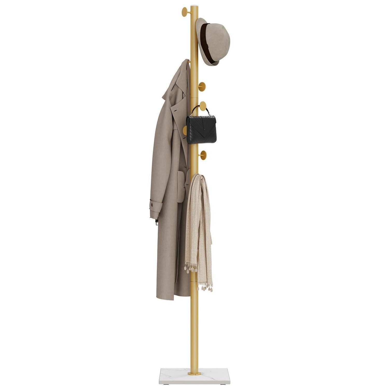 LuxusKollektion Garderobenständer Garderobenständer Metall Goldgelb 30x30x175 cm, (1 St)