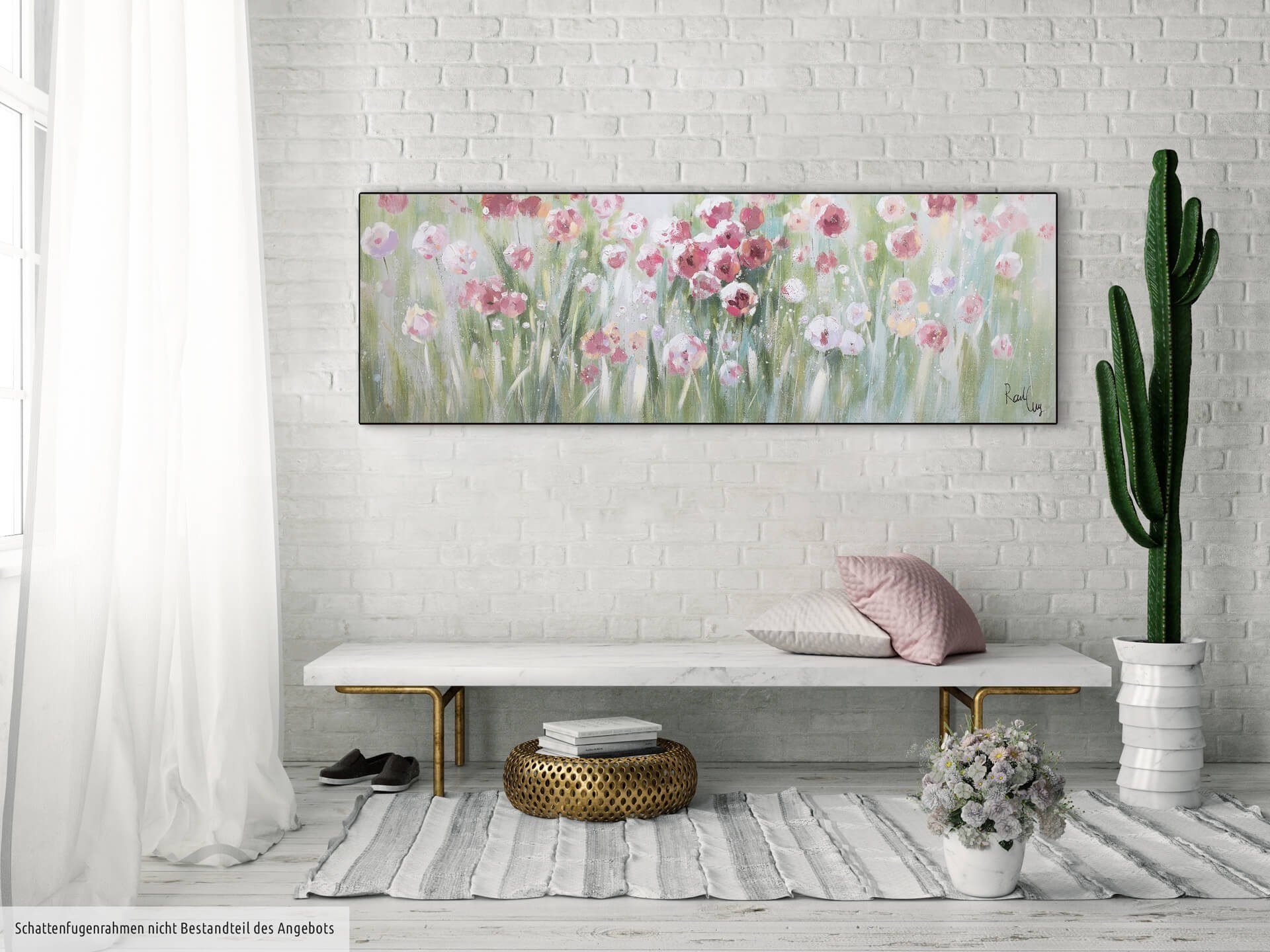 KUNSTLOFT Gemälde 150x50 cm, Unberührte Wandbild Leinwandbild 100% HANDGEMALT Natur Wohnzimmer
