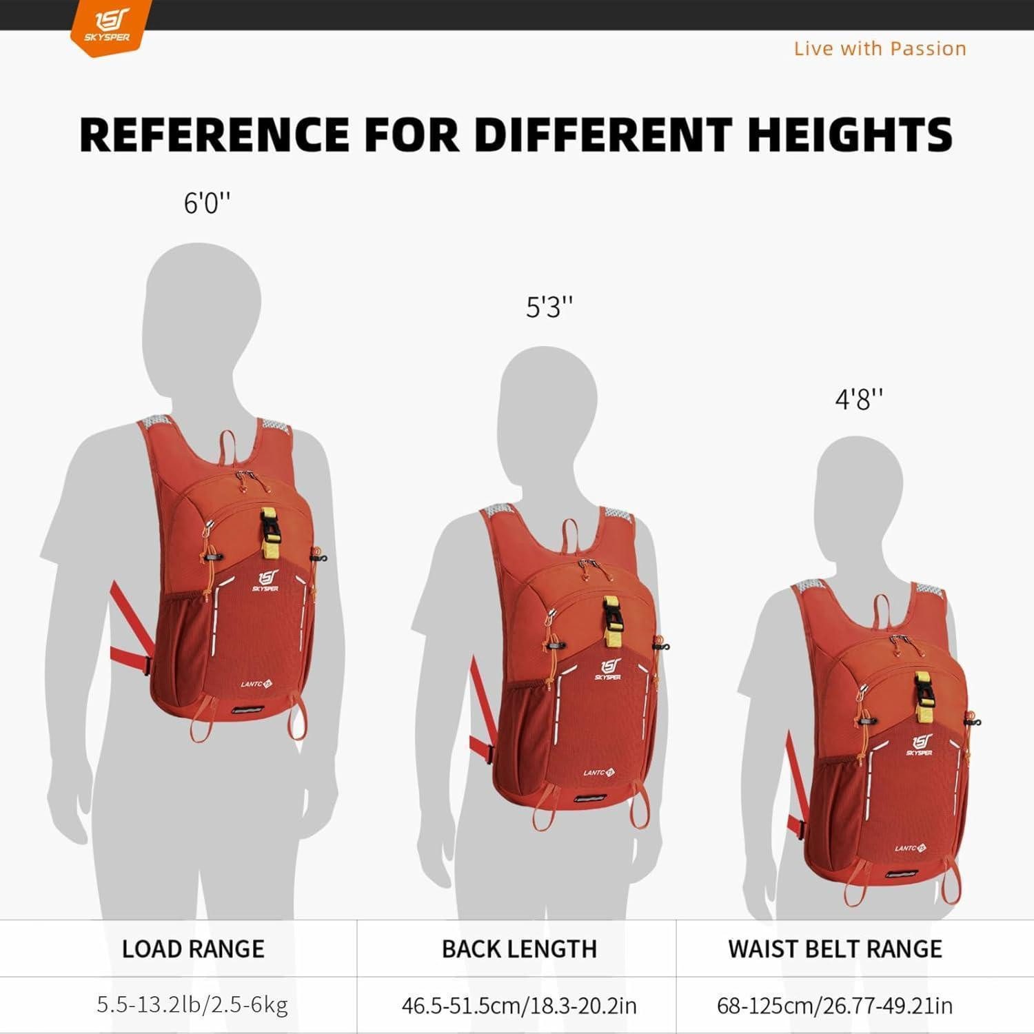 LuxusKollektion Wanderrucksack Wanderrucksack Herren Tagesrucksack Trekkingrucksack 15Liter Orange