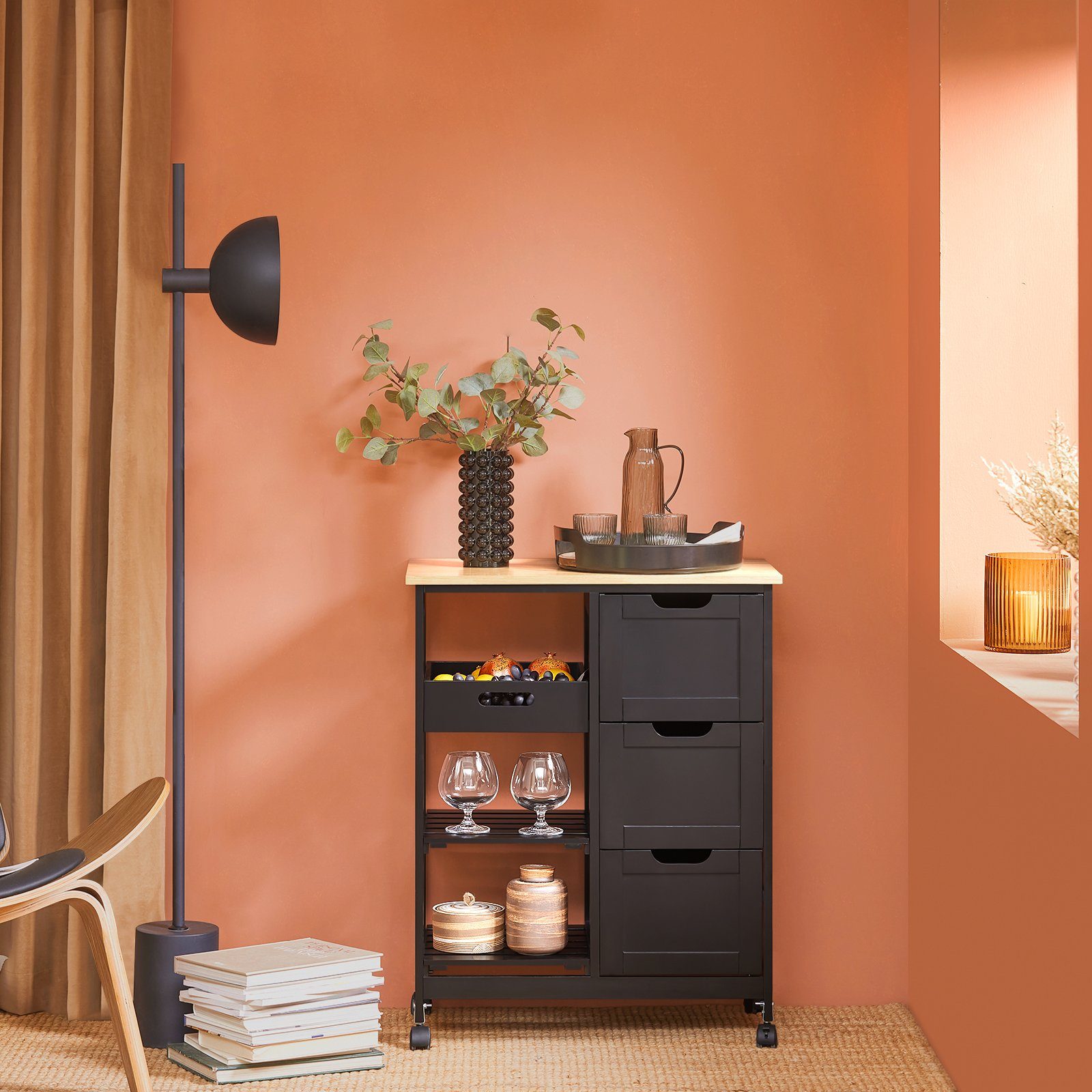 SoBuy Küchenwagen FKW79, Beistellwagen, Ordnungswagen, mit abnehmbarem Tabl günstig online kaufen