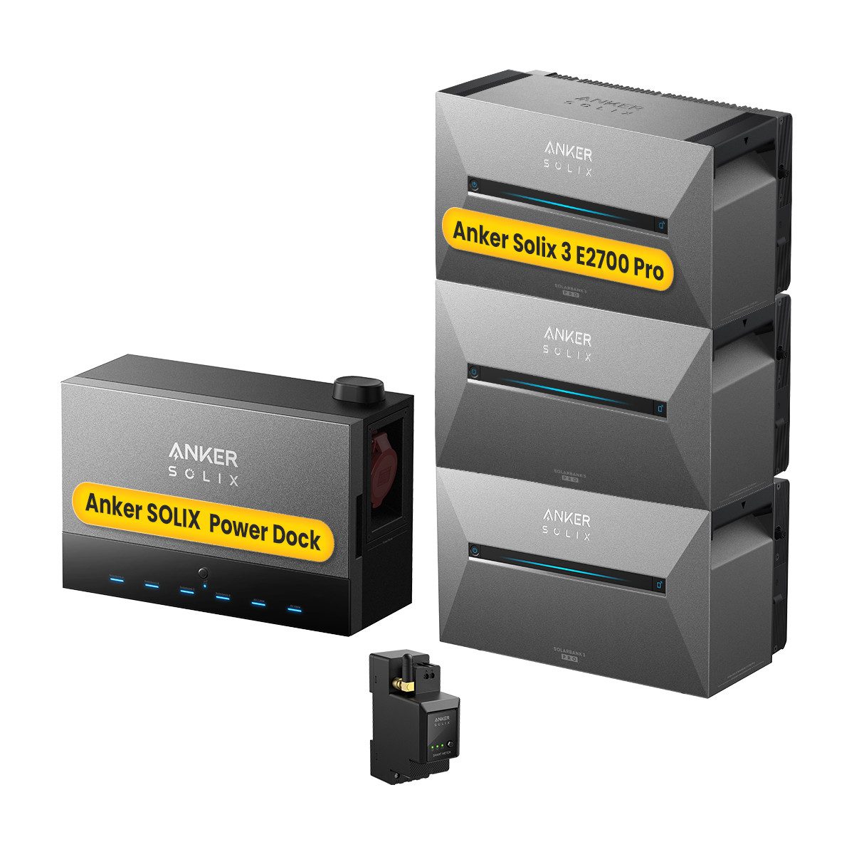 Anker Balkonkraftwerk Anker Power Dock, SOLIXSolarbank 3 E2700 Pro Speicher mit Smart Meter, (Smart Meter im Lieferumfang enthalten), Flexibel erweiterbar – kombiniere bis zu 4 Solarbanks