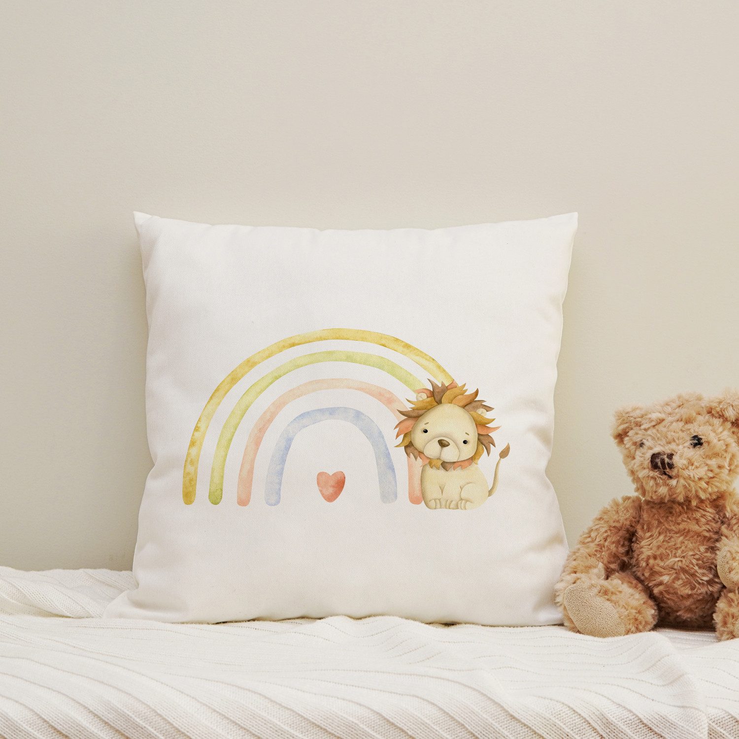 Dekokissen Löwe und Regenbogen