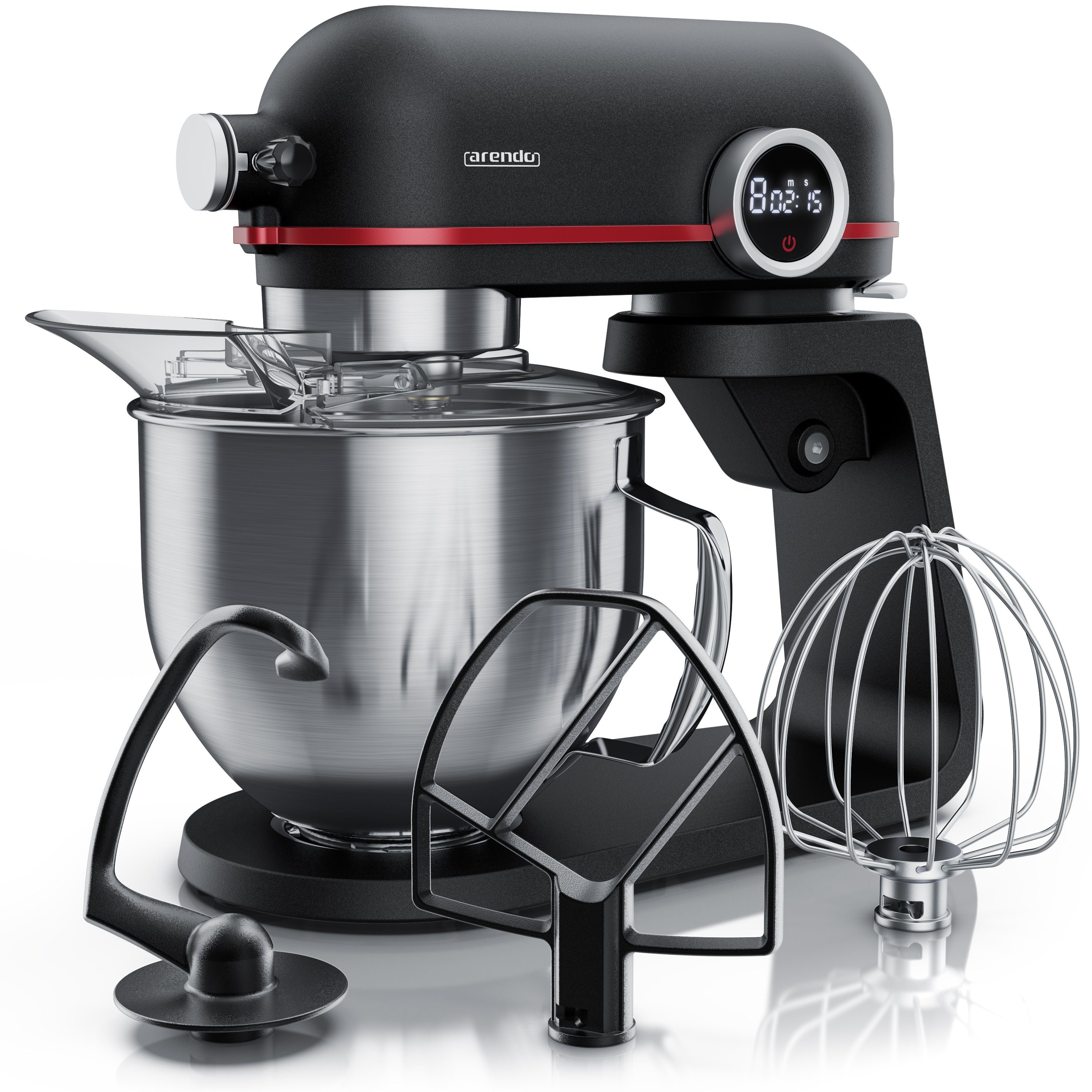 Arendo Küchenmaschine, 800 W, 5 l Schüssel, Rührmaschine, Knetmaschine, 5l, Edelstahlschüssel, 3 Rührwerkzeuge