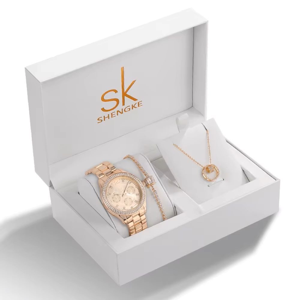 Schmuckset Valentinstag Muttertag Shengke Geschenkset, Damenuhr Geschenkbox
