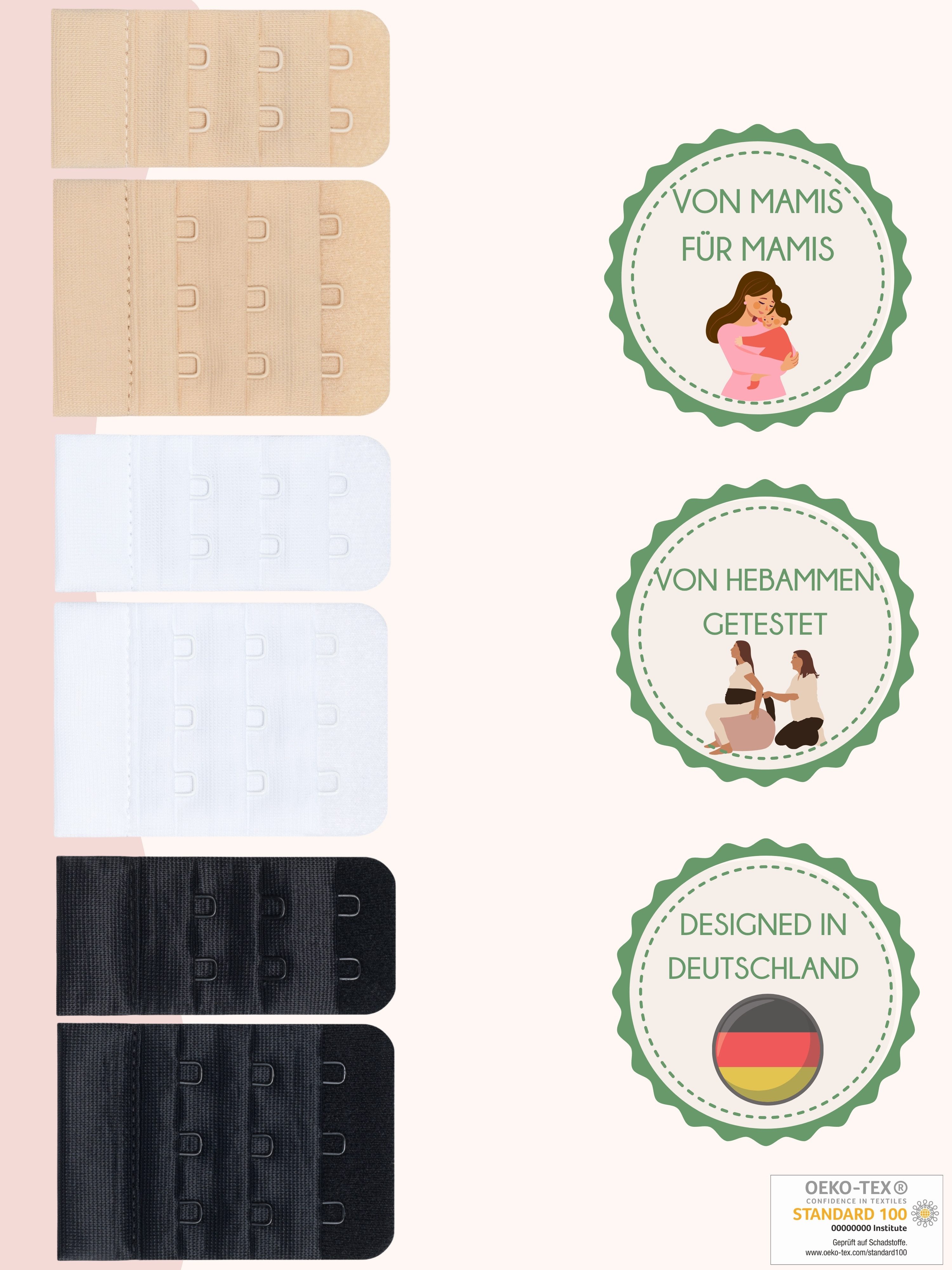 Herzmutter BH-Verlängerung 2er/3er Haken - BH-Erweiterung - Mehrerpack – Bild 2 von 5