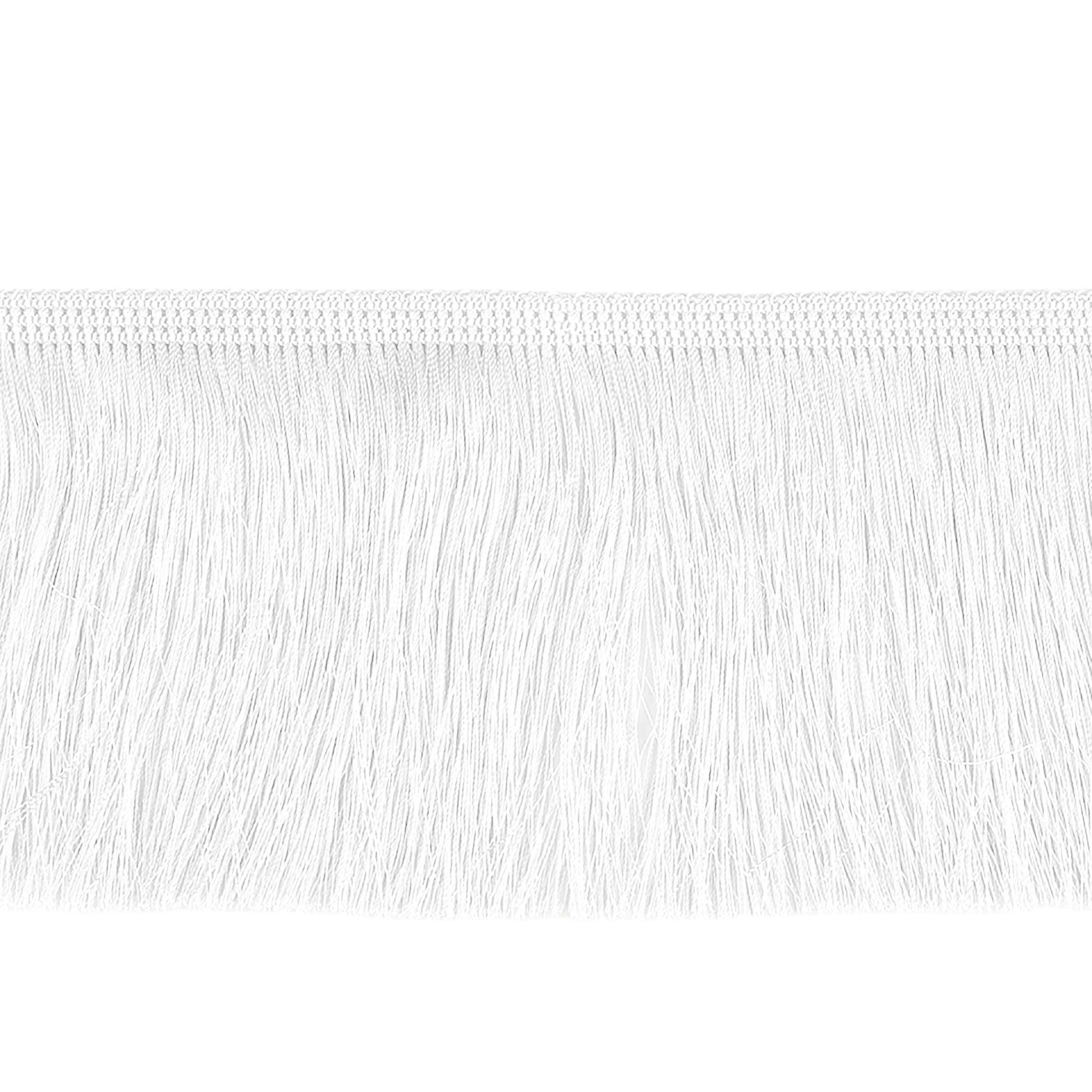 maDDma Webband Fransenborte ab 1m Meterware 90mm Quastenborte Zierborte Borte, weiß
