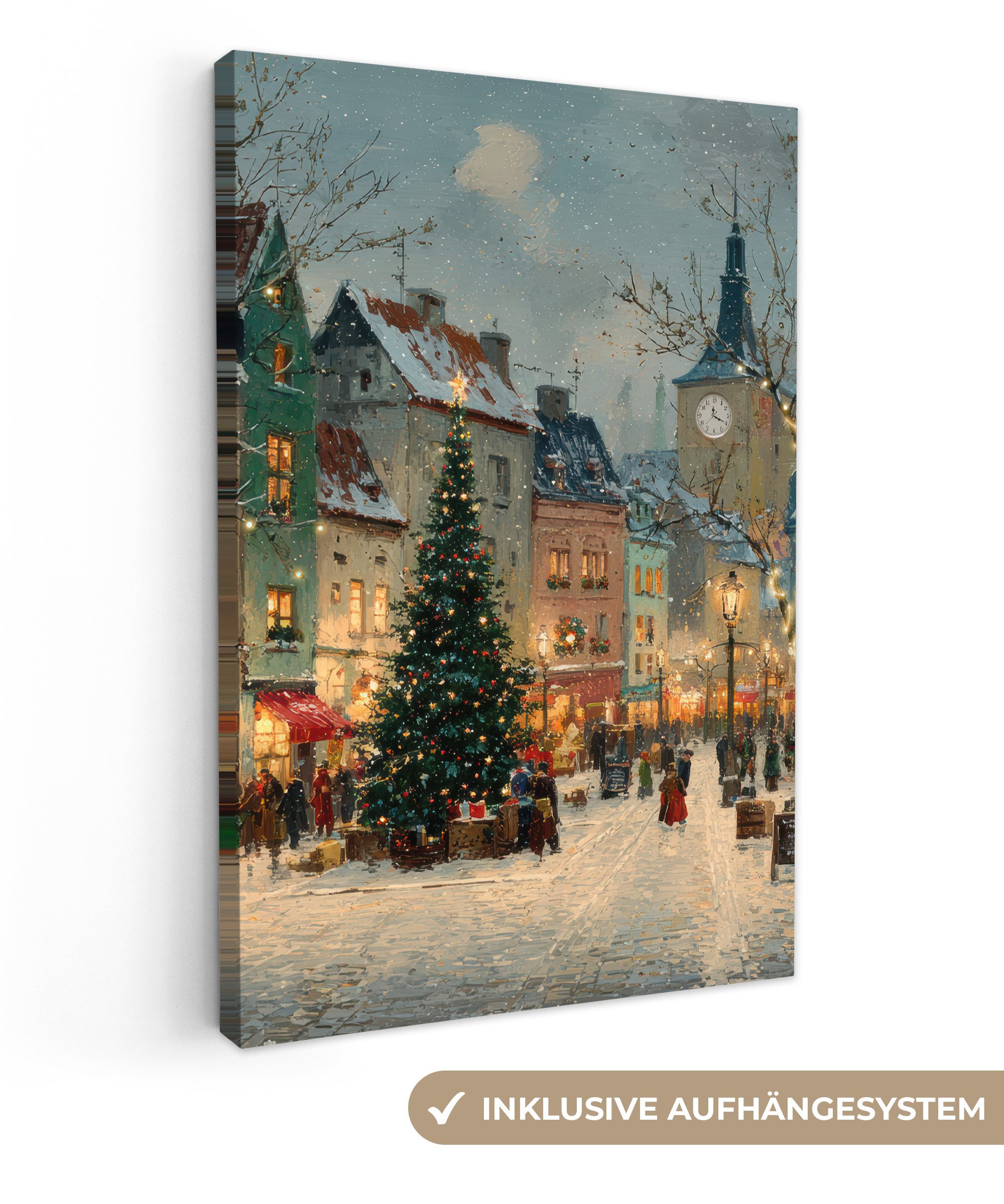 OneMillionCanvasses® Leinwandbild Weihnachtliche Atmosphäre - City Square - günstig online kaufen