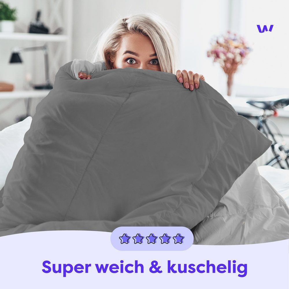 Wolkenfeld Bettwäsche Allergiker Bettwäsche, unfassbar weich, Microfaser, 2 teilig, 135x200 cm, 155x220 & Übergrößen I inkl. Kissenbezüge 80x80 I Uni – Bild 4 von 5