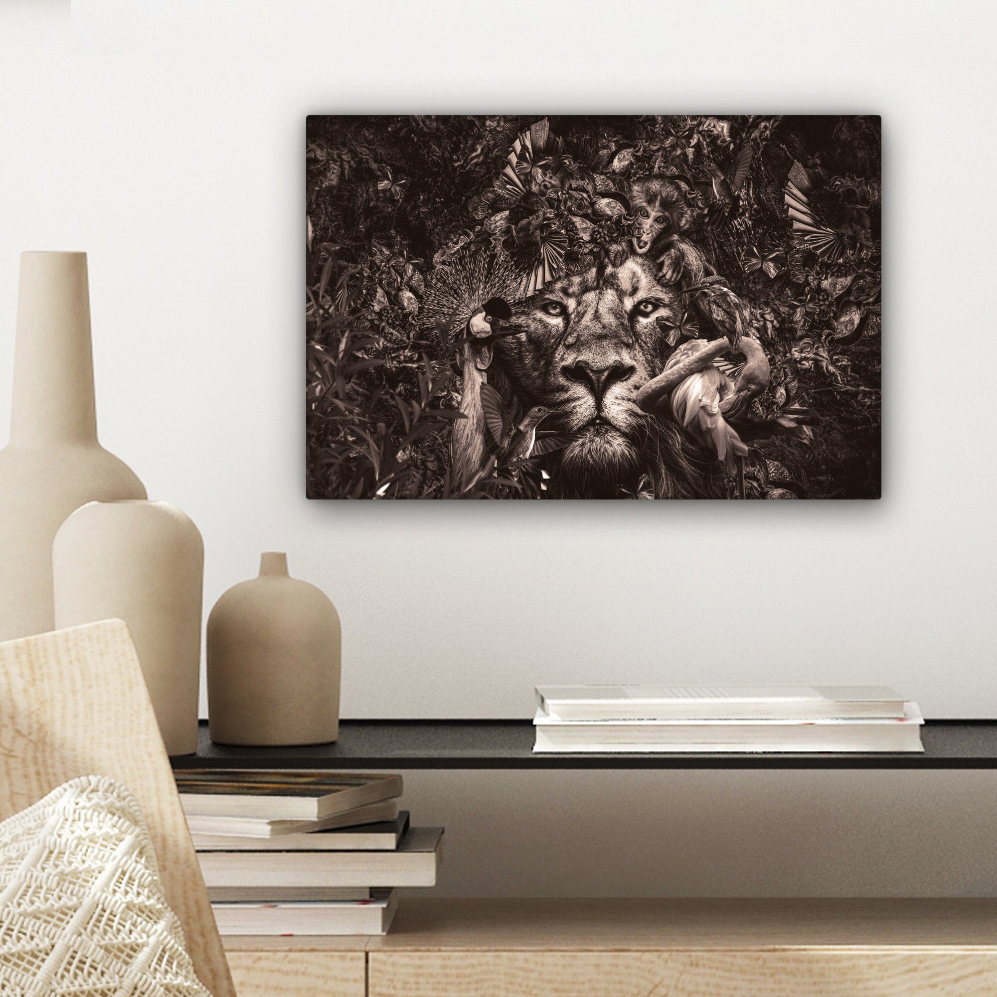 Wandbild Wanddeko, Flamingo 30x20 Tiere, - OneMillionCanvasses® Leinwandbilder, (1 - Affe St), Leinwandbild Aufhängefertig, cm