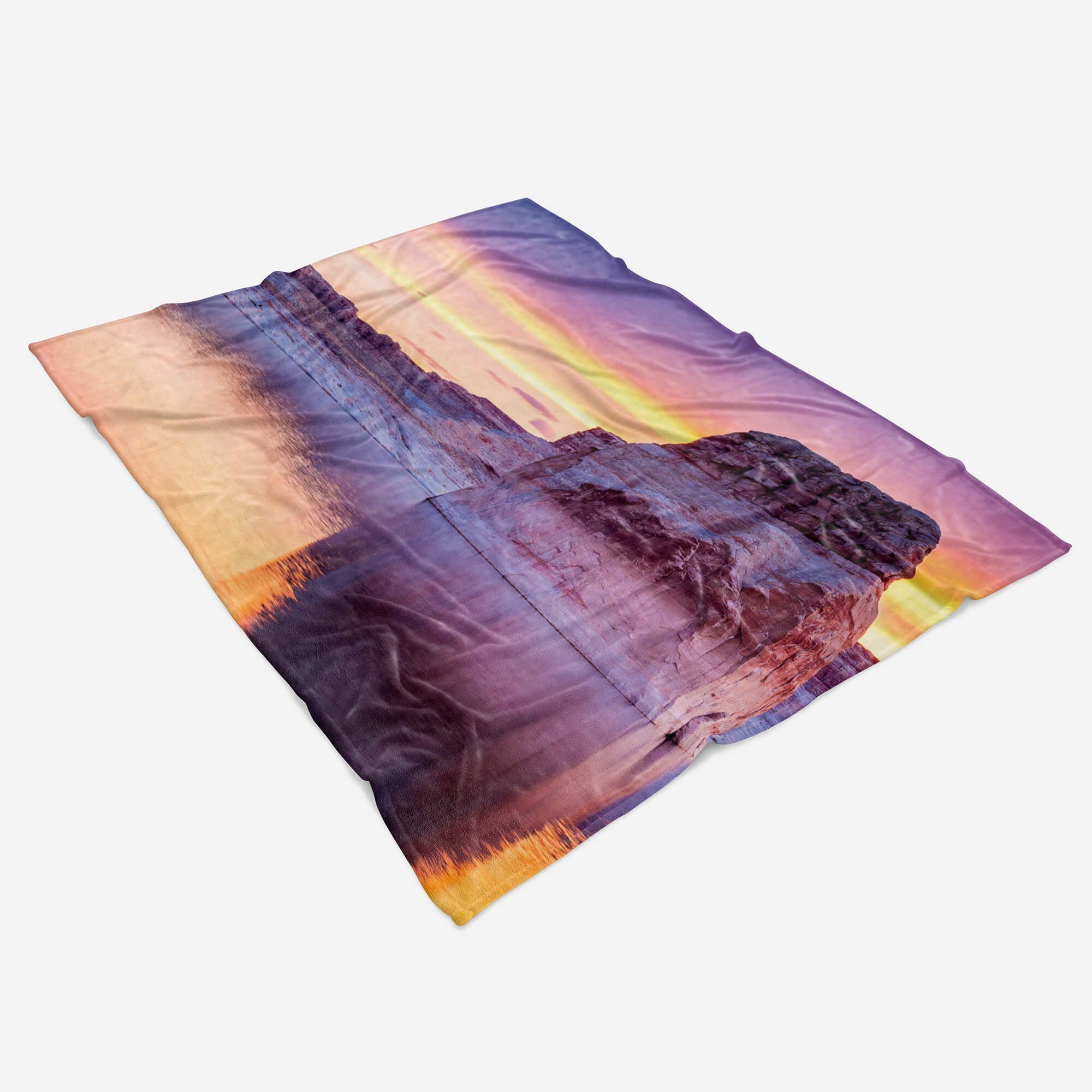 Sinus Meer Baumwolle-Polyester-Mix Fotomotiv Kuscheldecke (1-St), Berge K, Handtuch Strandhandtuch mit Handtücher Art Saunatuch Handtuch Sonnenuntergang