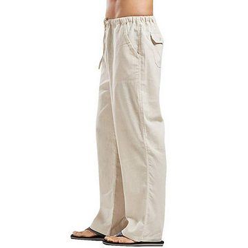 FIDDY Loungepants Herren-Leinenhose mit Kordelzug, Sommerhose, Strandshorts