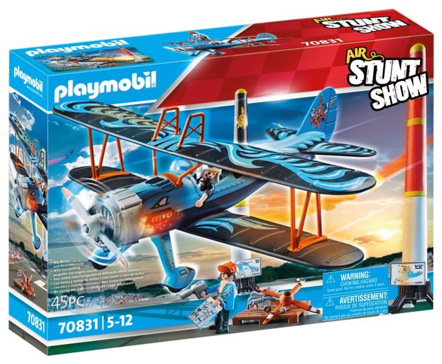 Playmobil® Stuntshow Doppeldecker Phönix Konstruktions-Spielset, (Doppeldecker Phönix), Made in Europe