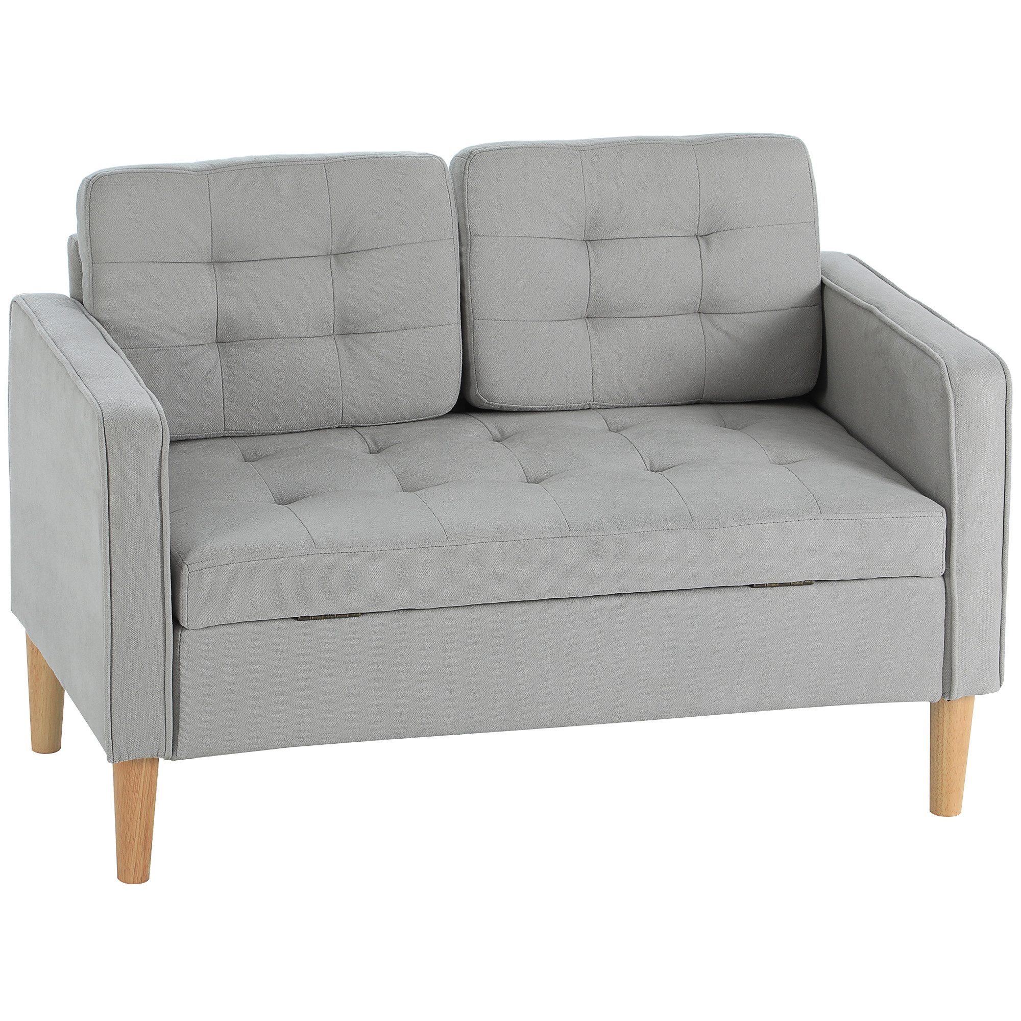 HOMCOM 2-Sitzer Couch mit Stauraum, Holzbeine, günstig online kaufen