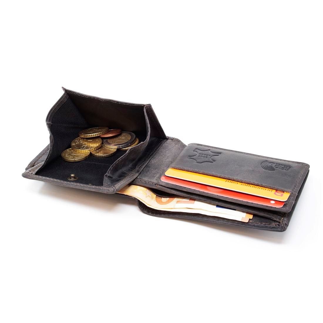 Männerbörse Geldbörse Münzfach Schutz mit SHG Lederbörse Portemonnaie, Herren Brieftasche Börse Leder RFID