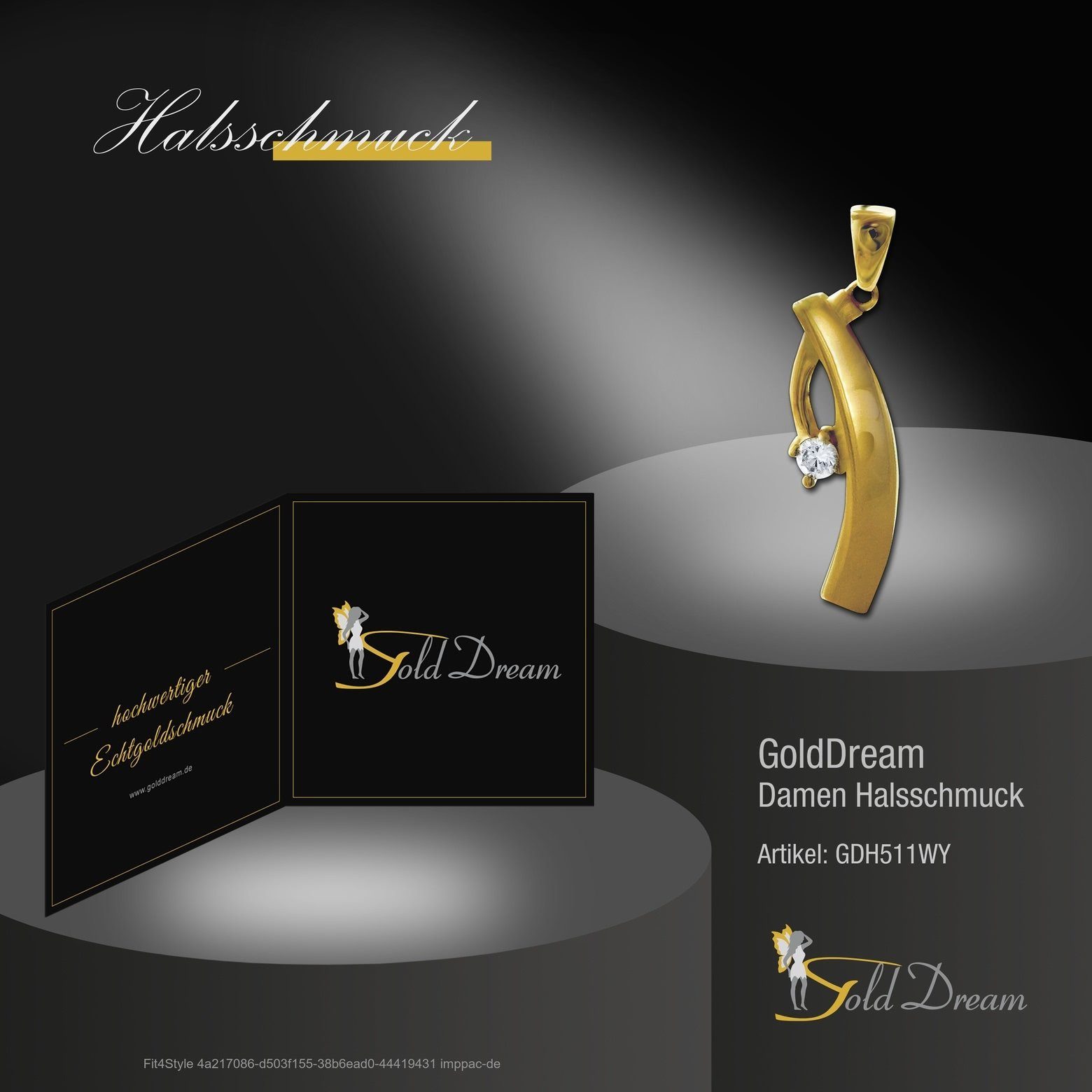 Kettenanhänger - 8 gold, Kettenanhänger GoldDream Karat, 8KGold, 333 Gelbgold GoldDream weiß Eleganceanhänger Elegance