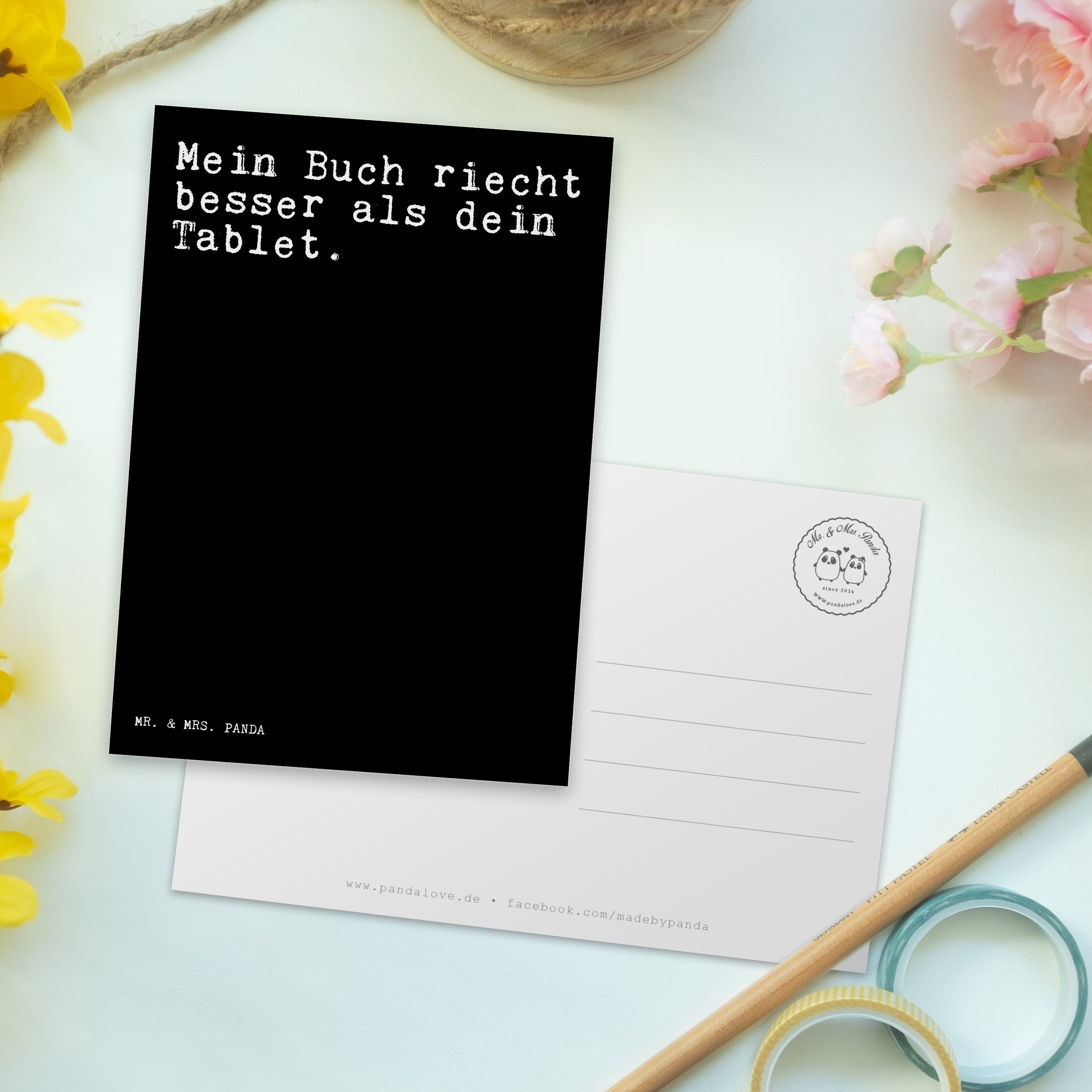 Dankeskar riecht - Geschenk, Einladung, & Mein Mrs. Mr. Schwarz - Buch besser... Panda Postkarte
