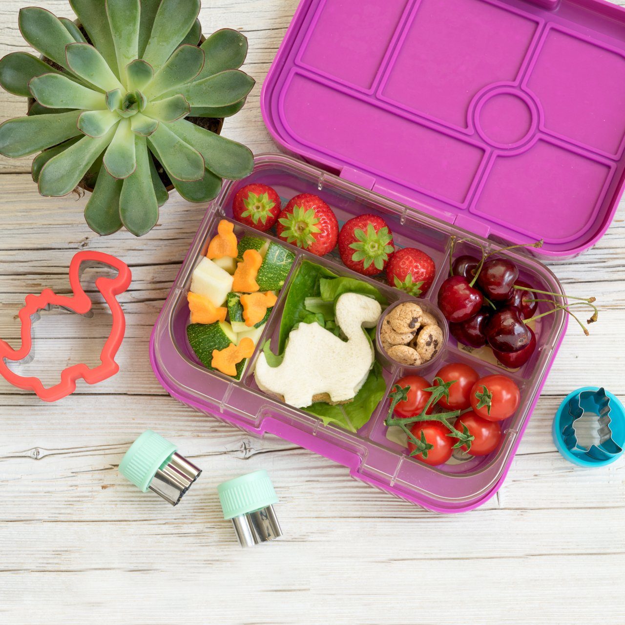 LEKKABOX Ausstechform 4er Set Dinos - Edelstahl Ausstecher für Brot Gemüse Obst Plätzchen, Hervorragend zum Ausstechen von Käse, Obst, Gemüse & Co. – Bild 3 von 5