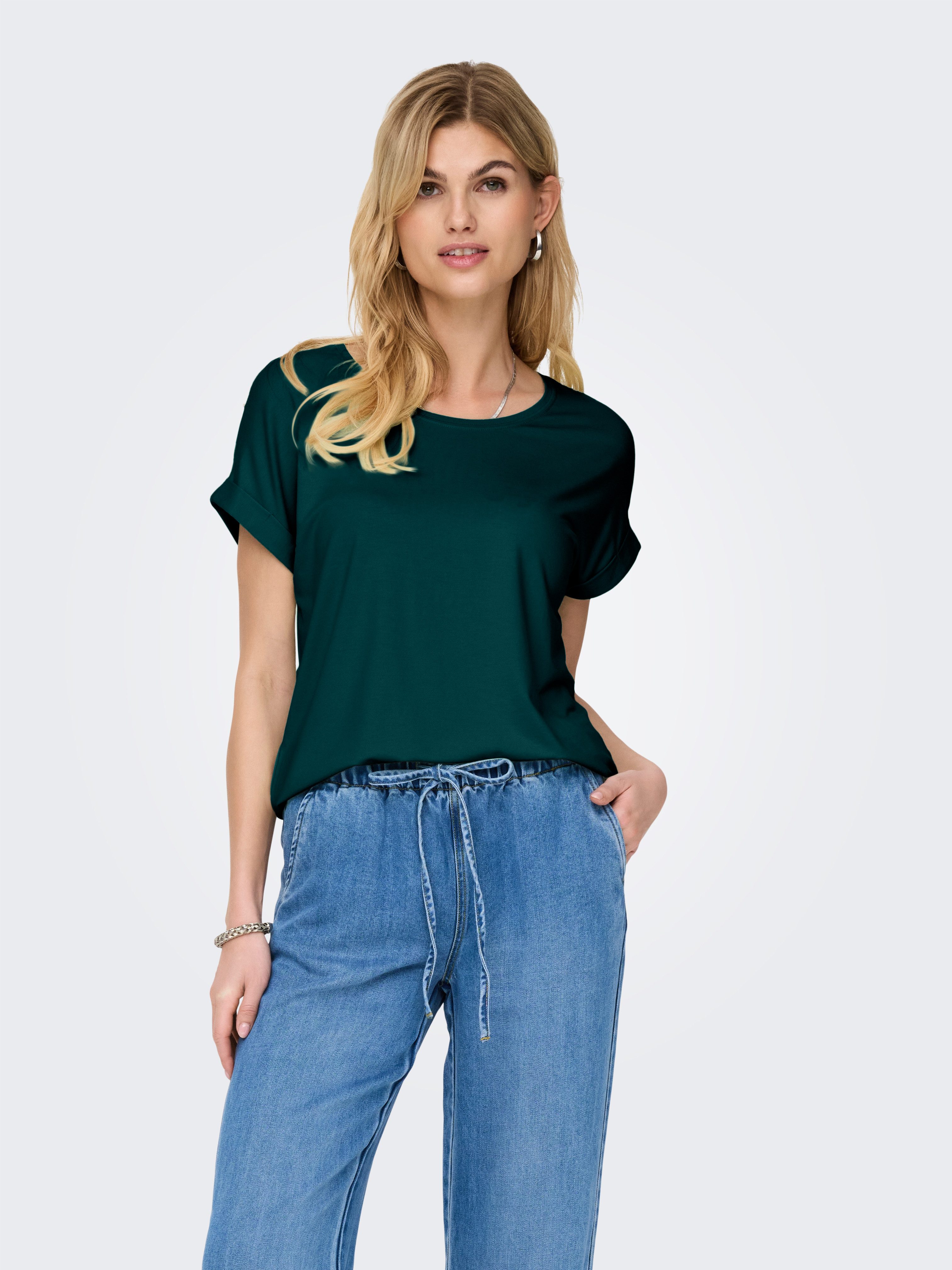 ONLY T-Shirt ONLMOSTER – Kurzarmshirt mit Aufschlag und klassischem Look Viskosemischung, regular fit