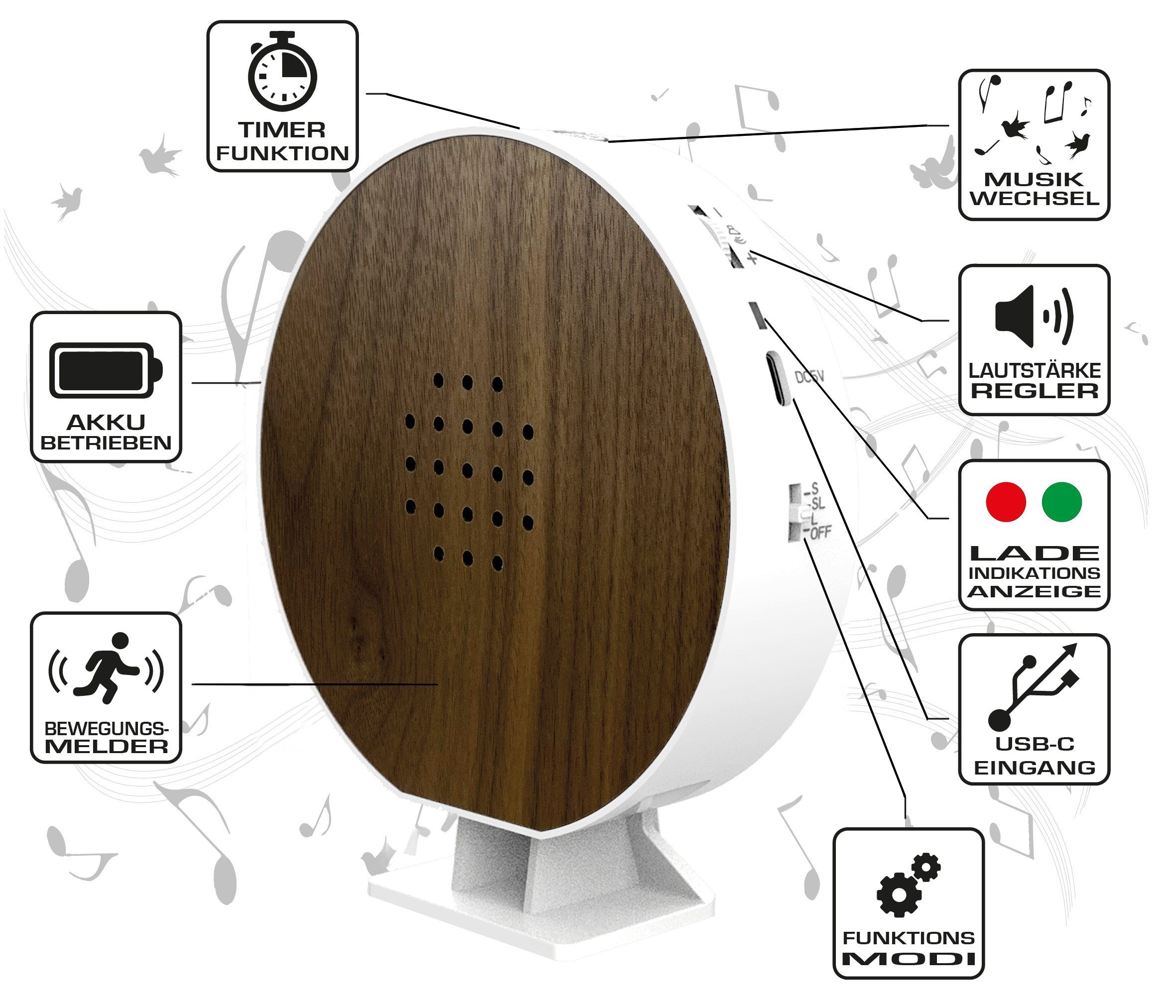 Northpoint LED Dekolicht Naturgeräuschebox Vogelzwitscher Bewegungsmelder L günstig online kaufen