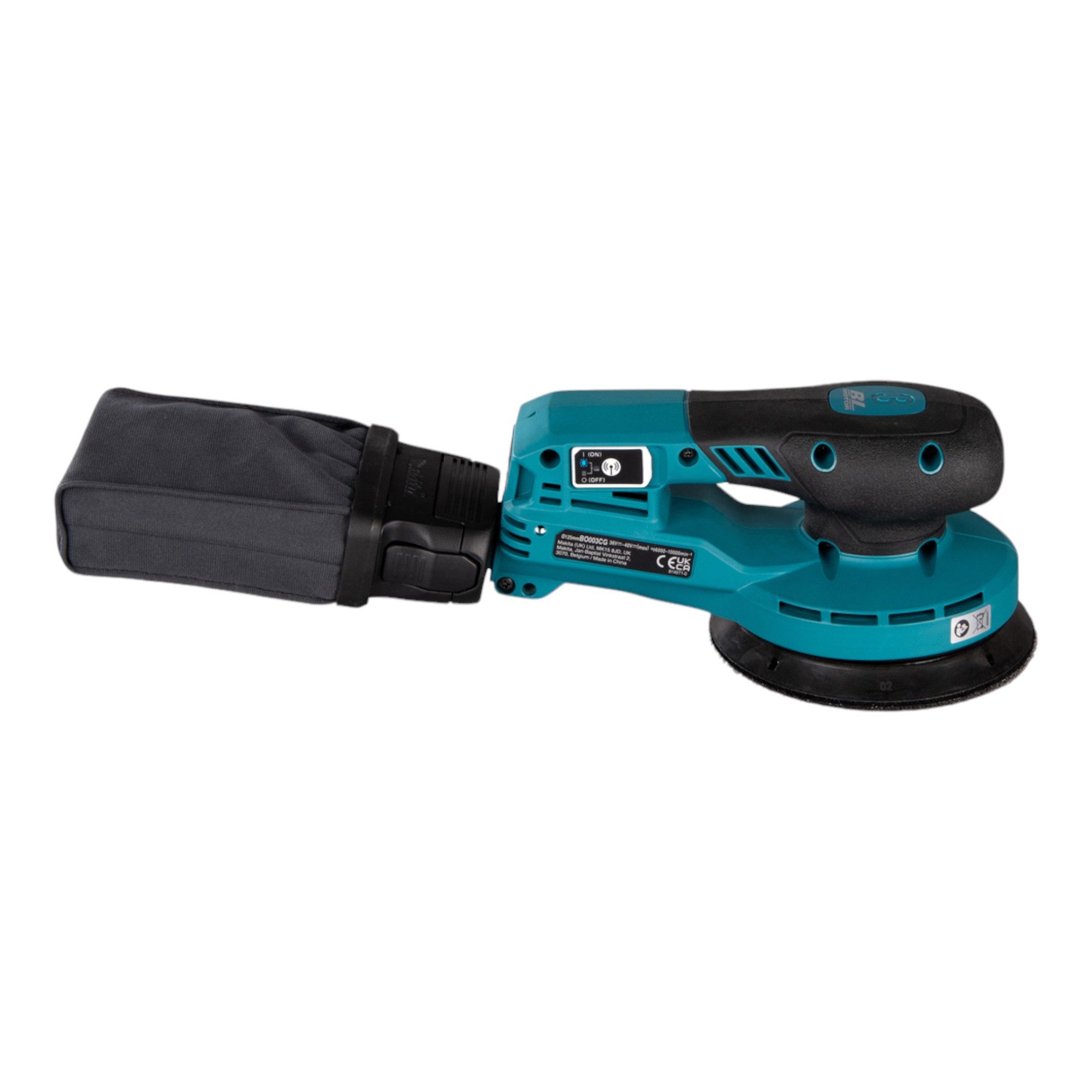 Makita Akku-Exzenterschleifer BO 003 CGT201 40 V max 125 mm 3 mm Hub + 2x Akku 5 Ah + Lader + Makpac