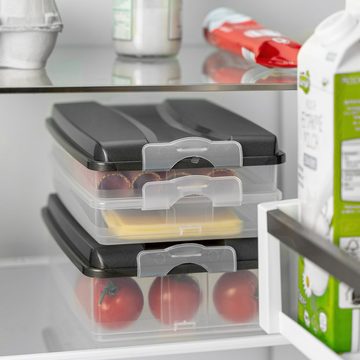 Hausfelder Frischhaltedose Aufschnittboxen für den Kühlschrank mit Deckel, Kunststoff, (Set, 5-tlg., 3x flach, 2x hoch), Kühlschrank Organizer