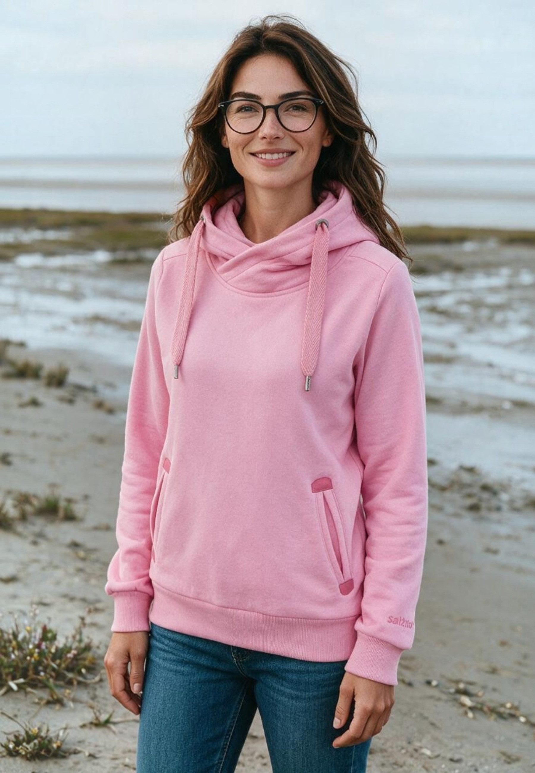 salzhaut Hoodie SÜNN Damen Tailliert salzhaut Kapuzenpullover – bequemer Fit und nordisch klares Design