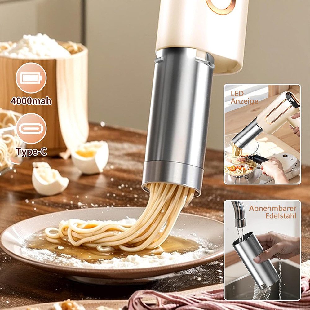 TUWENA Nudelmaschine Elektrische Nudelmaschine Handheld, Tragbare Handpresse mit 5 Modi, Aufladbar Teigausrollmaschine für Ausgemachte Spaghetti/Fettuccine – Bild 4 von 5