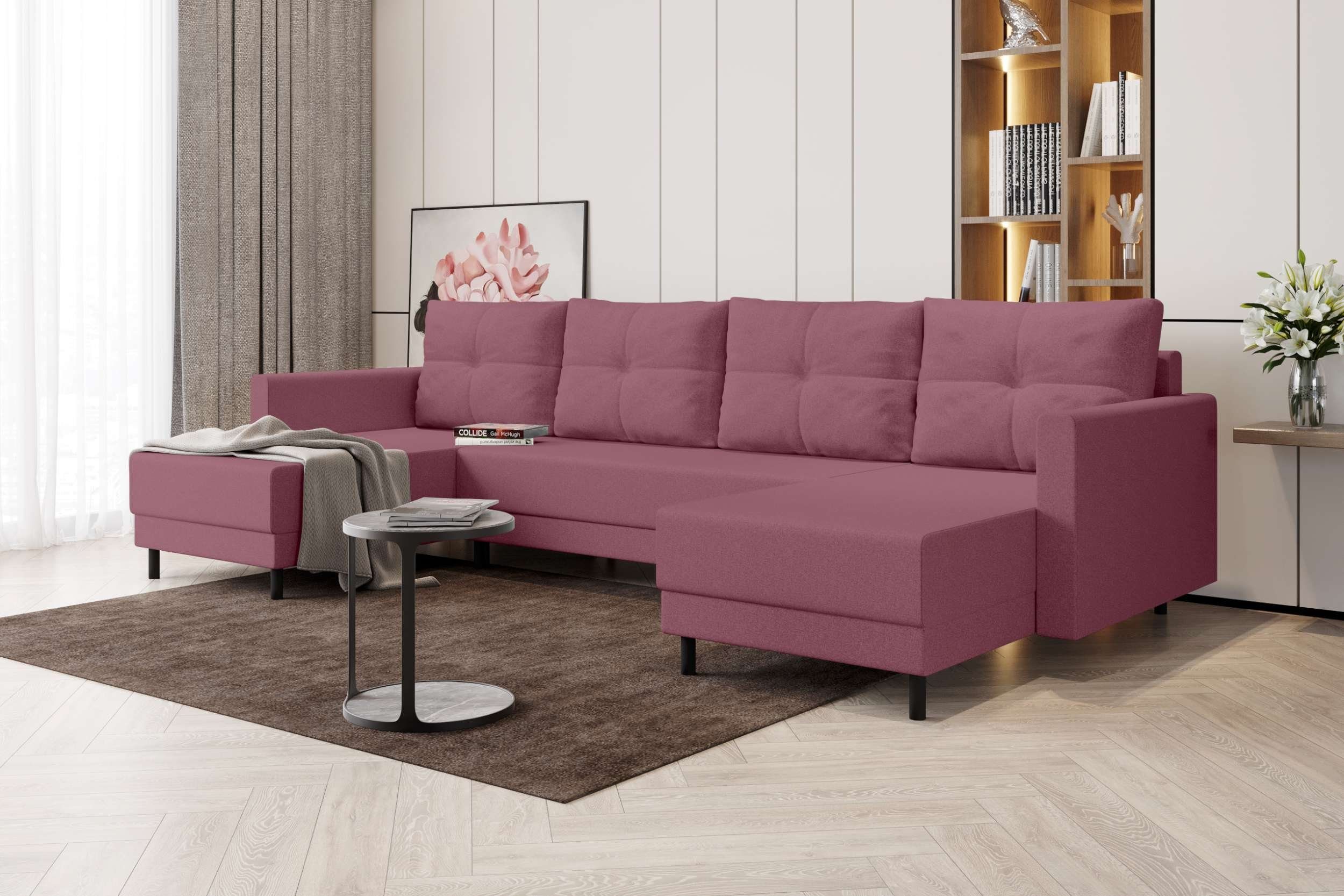 Bettfunktion, U-Form, mit Eckcouch, Selena, Sitzkomfort, Stylefy Modern Design Wohnlandschaft Sofa, mit Bettkasten,