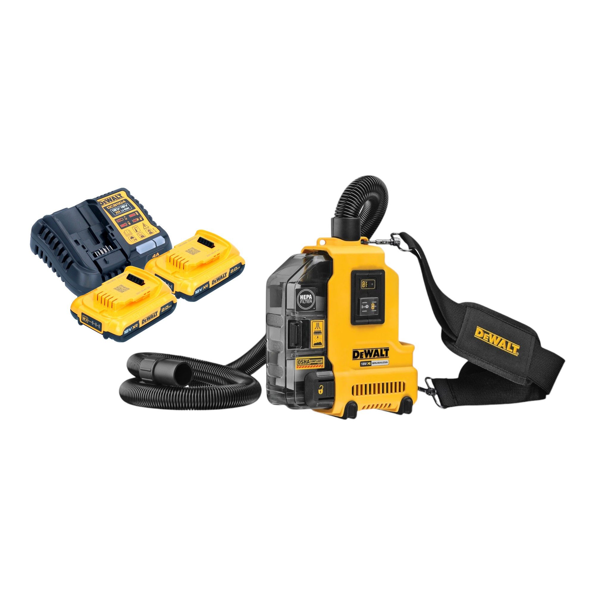 DeWalt Akku-Handstaubsauger DWH 161 D2 18 V 0,21 l Brushless + 2x Akku 2,0 Ah + Ladegerät