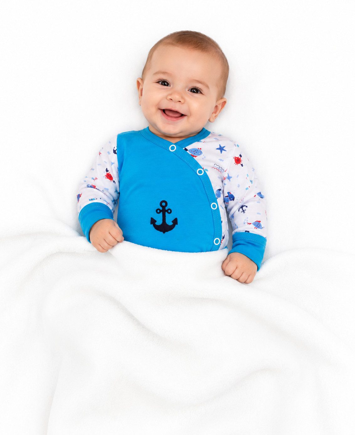 Wickelbody Baby Body mit Kratzschutz in Türkis unisex Langarmbody